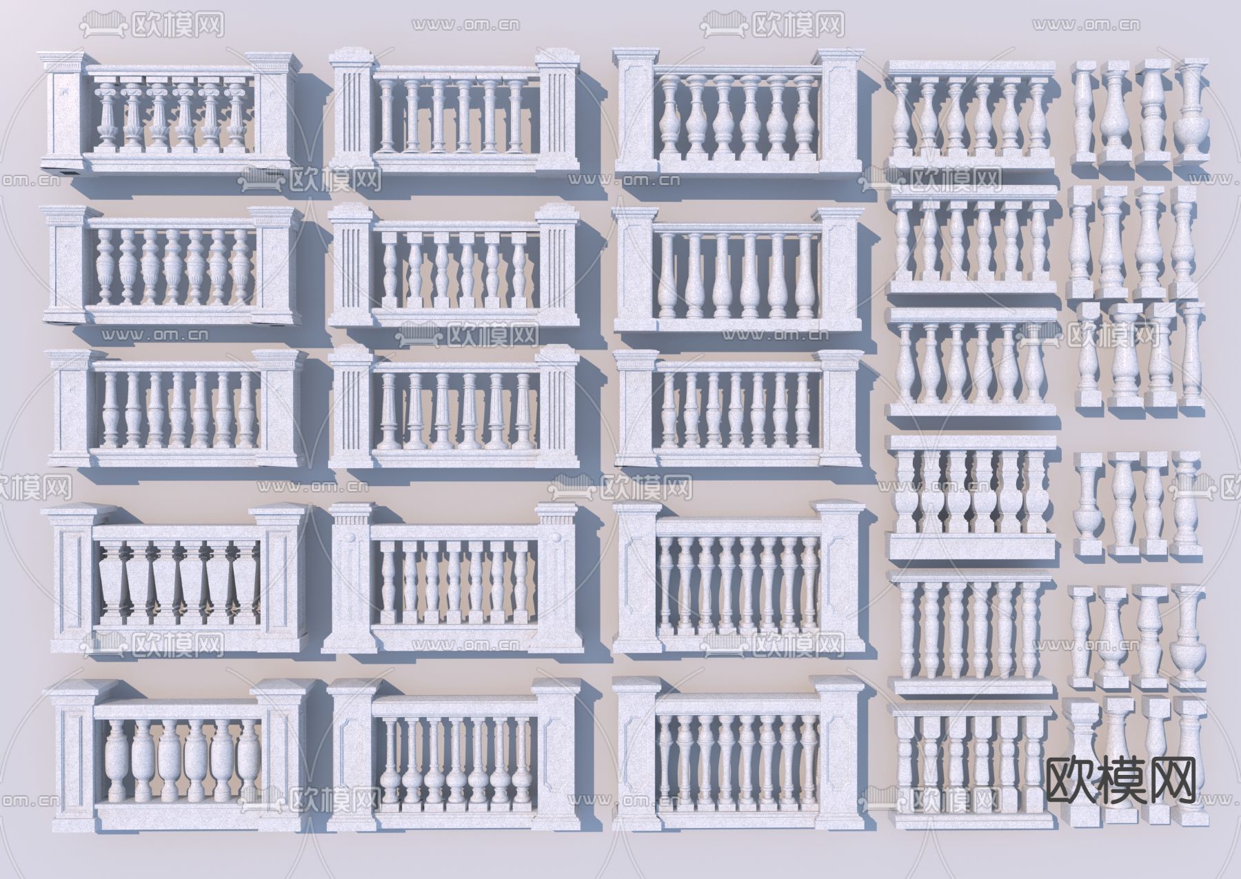 欧式铁艺栏杆 护栏 围栏3d模型下载