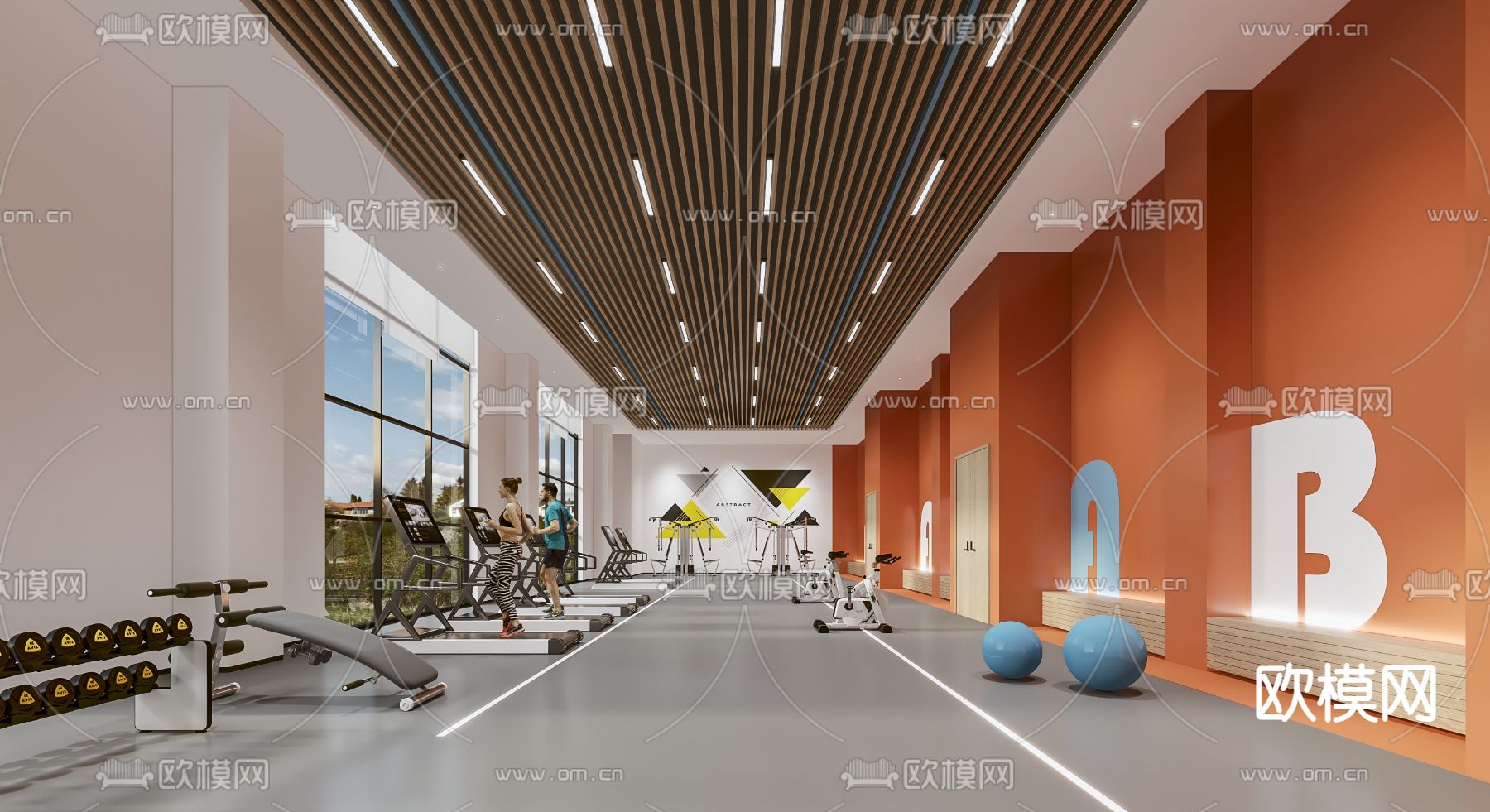 健身房 乒乓球室3d模型下载（渲染图1）
