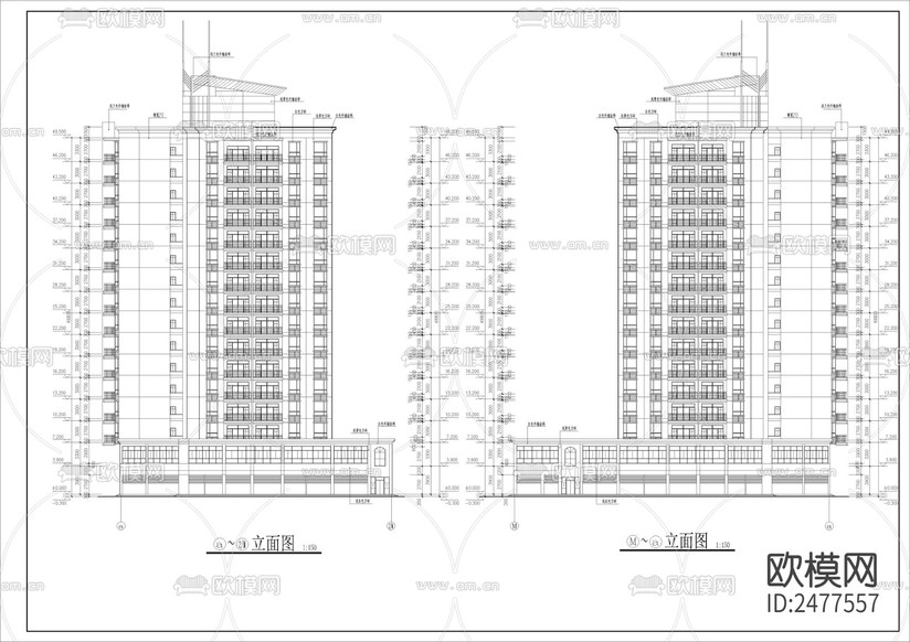 高層建筑CAD施工圖下載(渲染圖6)