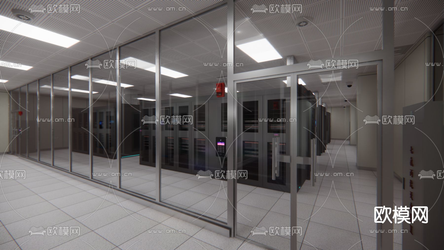 现代机房冷通道su模型下载（渲染图3）