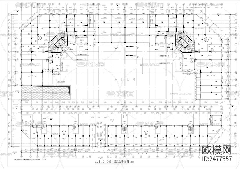 高層建筑CAD施工圖下載(渲染圖2)
