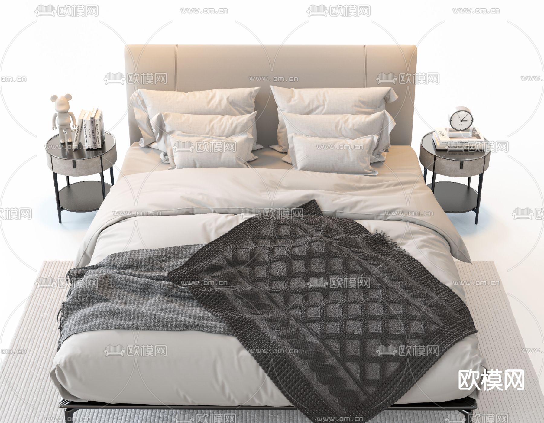 意大利 Meridiani Scott 双人床3d模型下载（渲染图2）