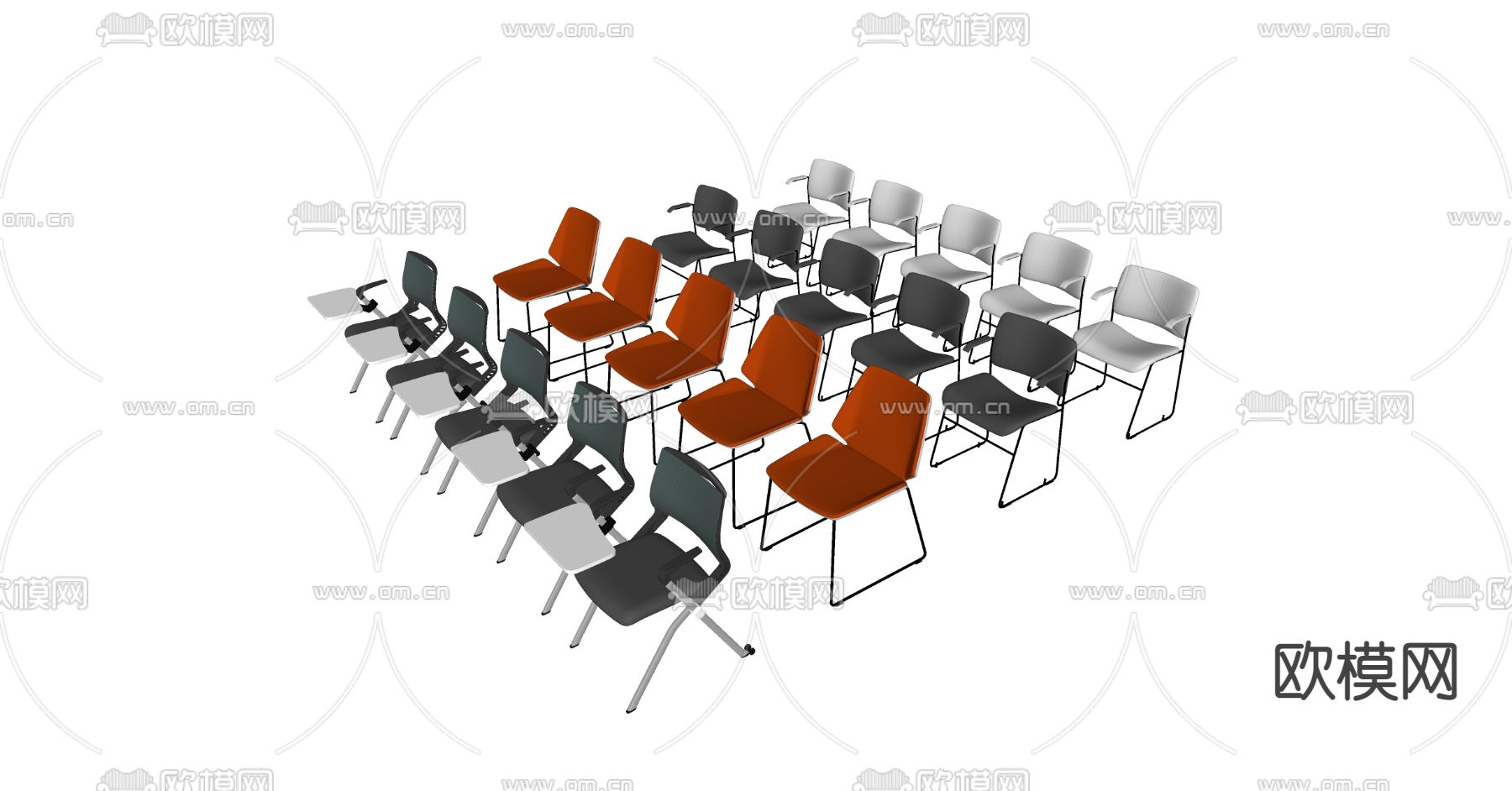 现代会议椅 培训椅su模型下载（渲染图2）