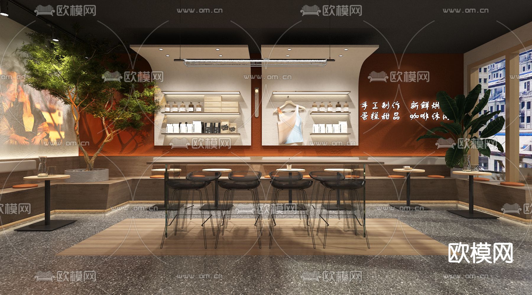 现代咖啡馆3d模型下载（渲染图2）