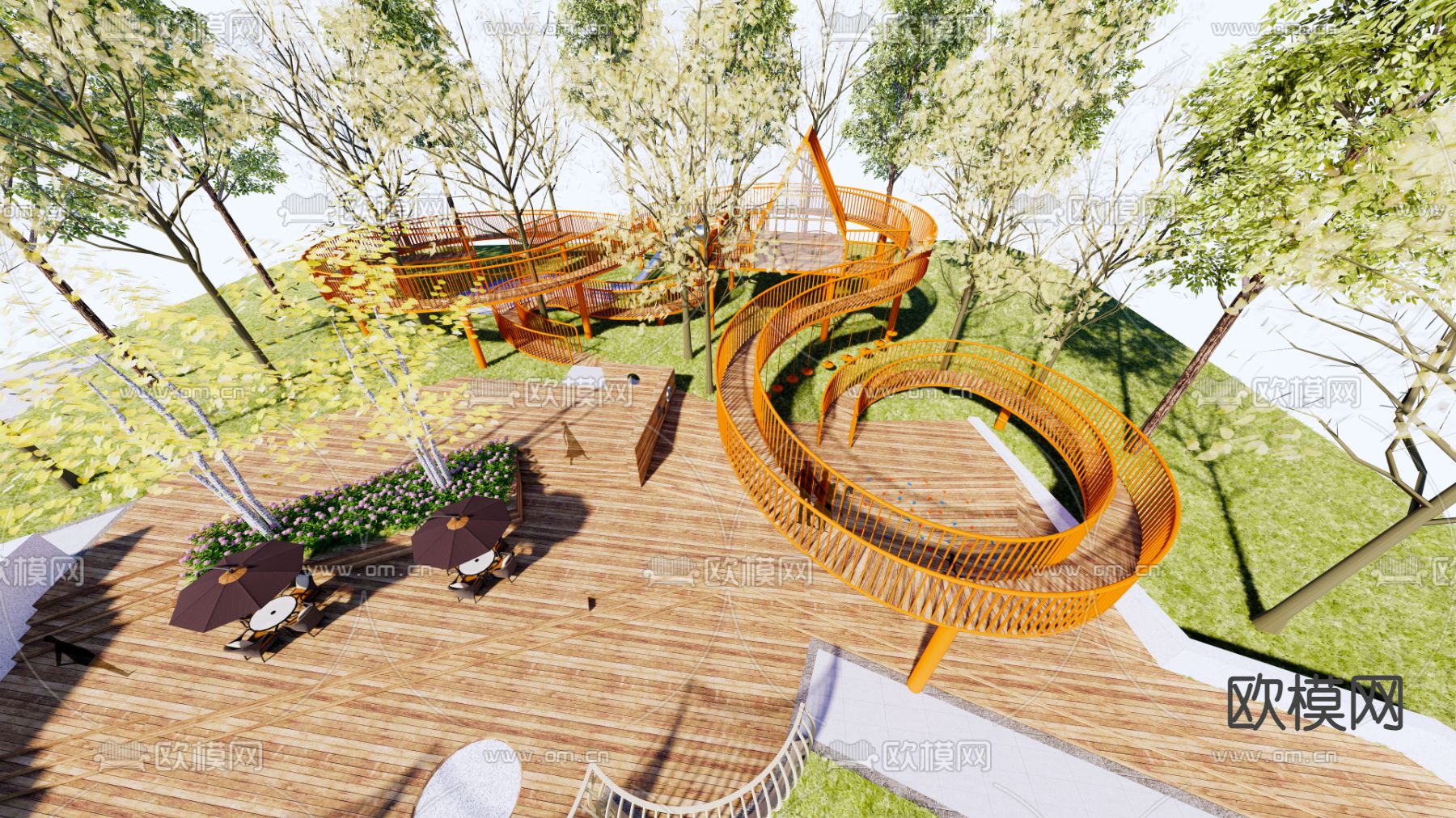 山地儿童乐园 游乐场su模型