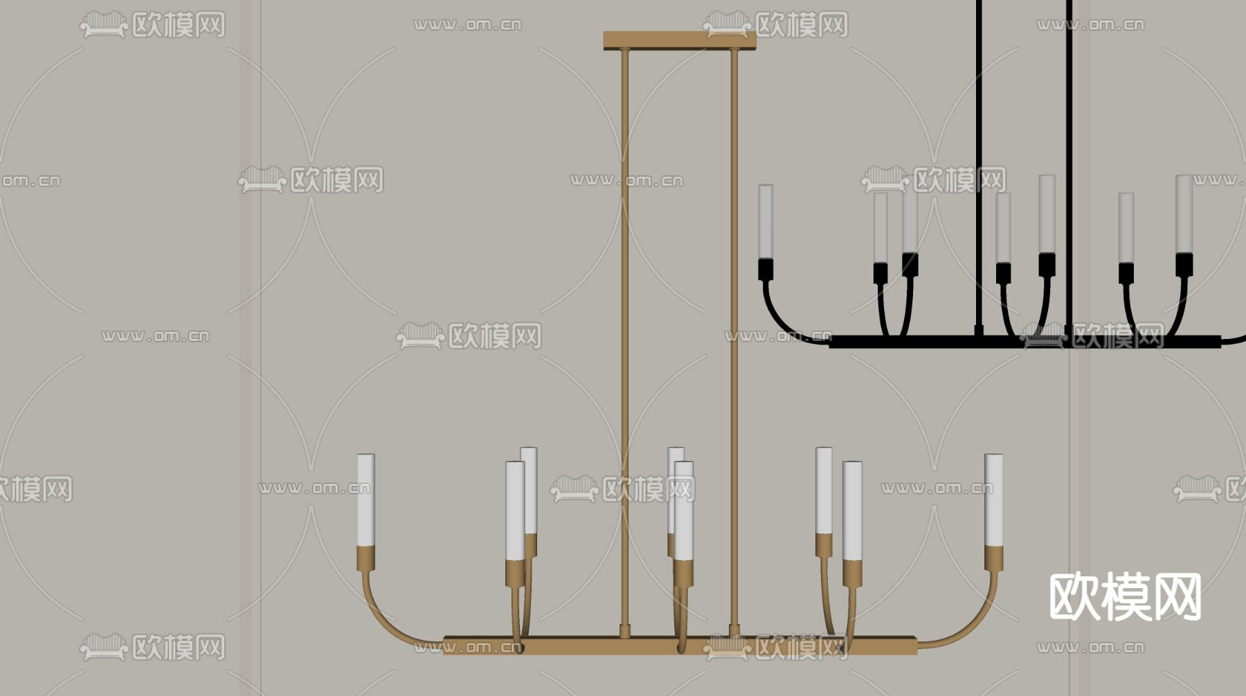 现代多头吊灯su模型