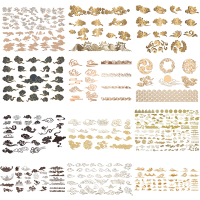  中式祥云雕花 金属镂花 窗花su模型 