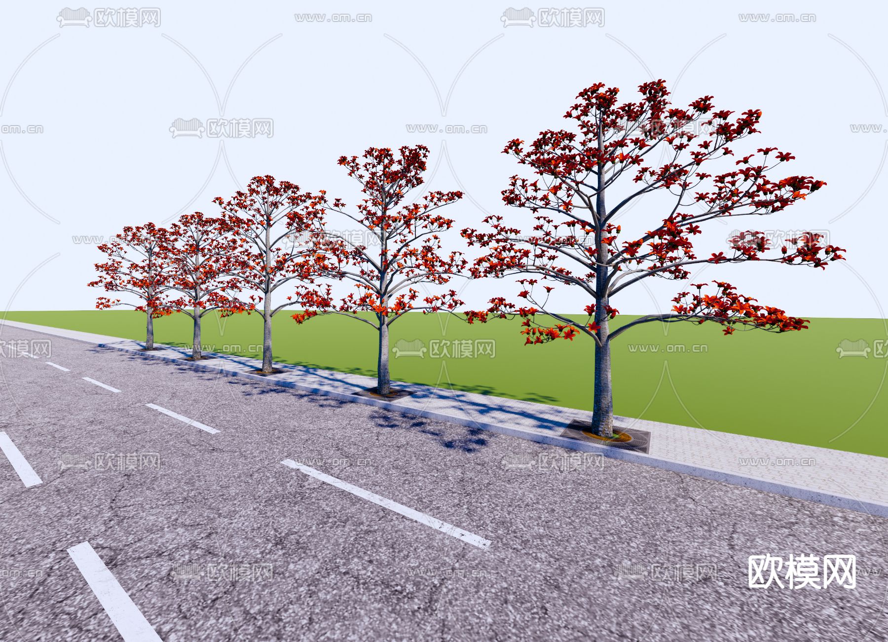 木棉树 景观树 开花树 行道树su模型