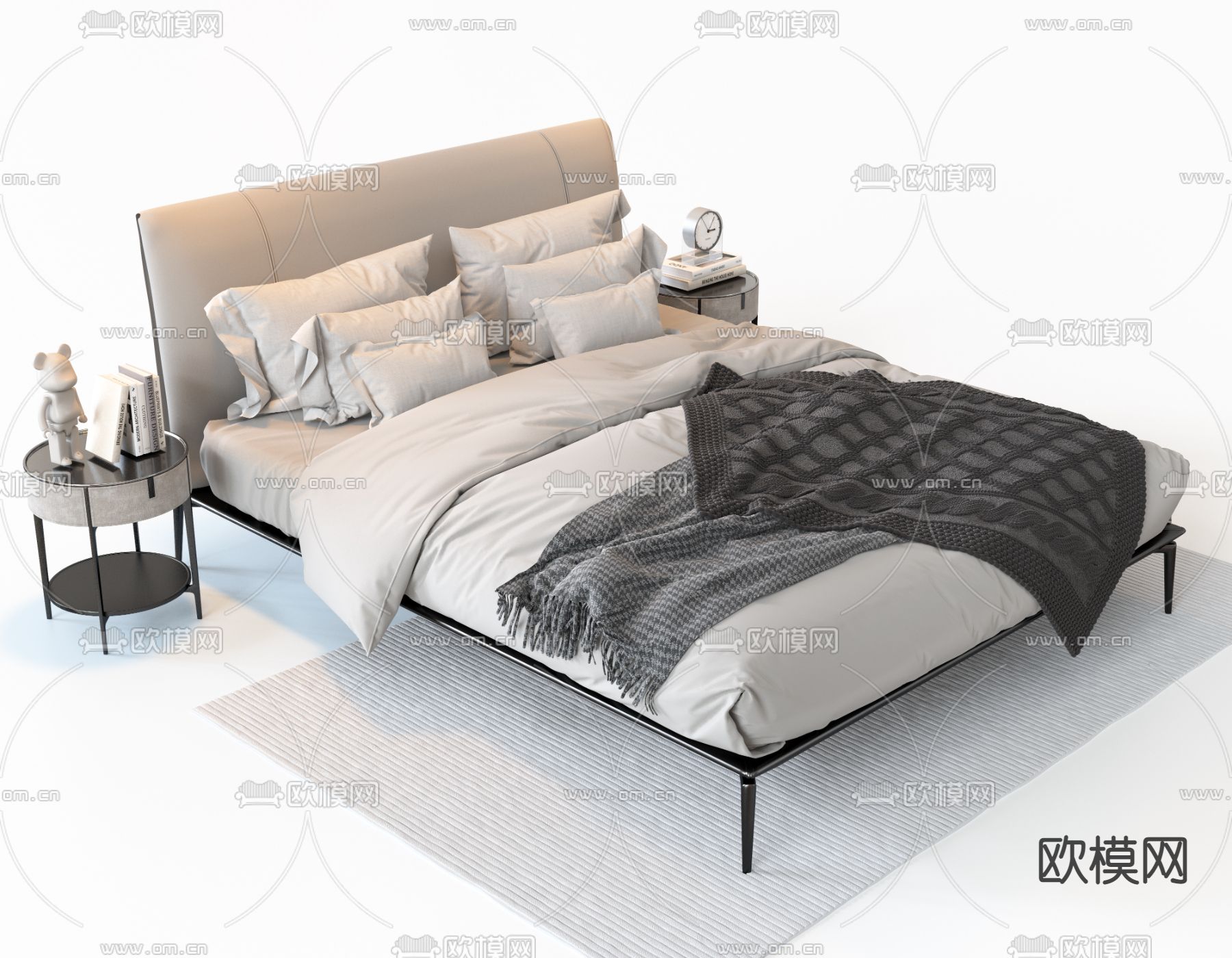 意大利 Meridiani Scott 双人床3d模型下载（渲染图3）