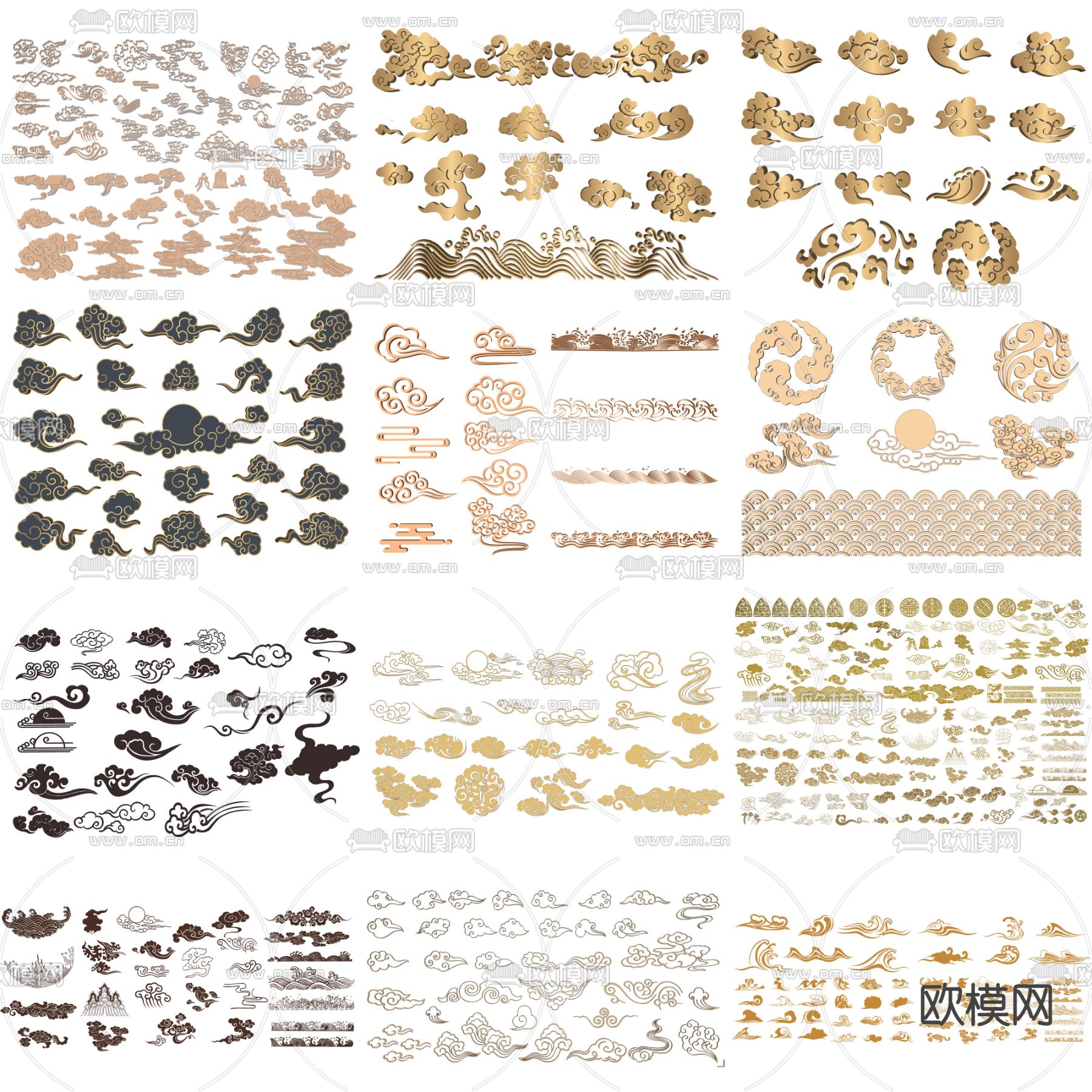 中式祥云雕花 金属镂花 窗花su模型下载