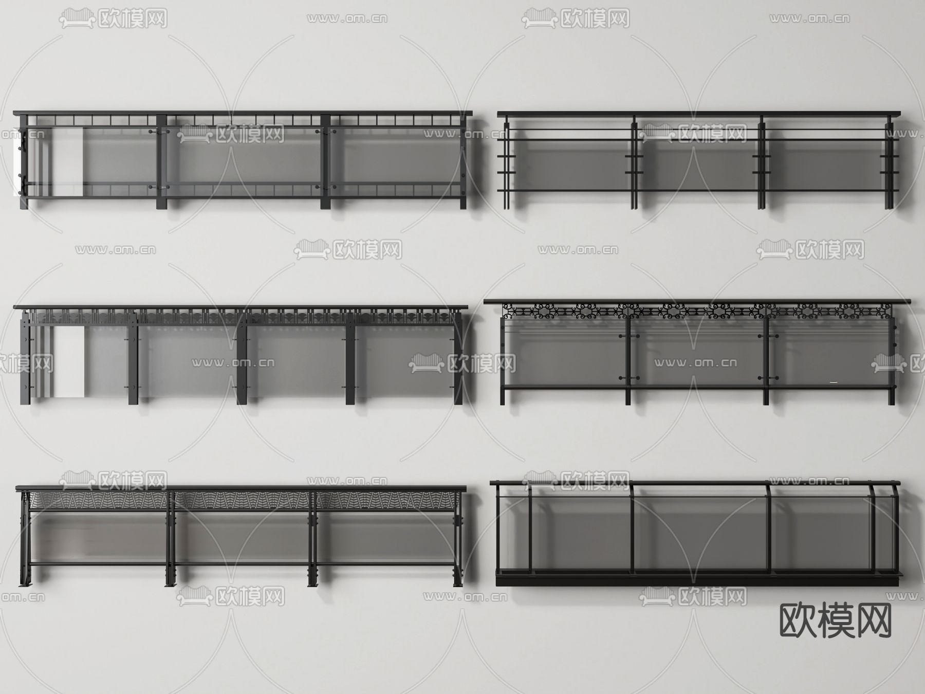 玻璃栏杆 护栏 围栏3d模型下载