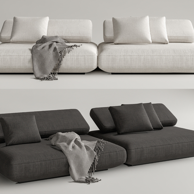 现代双人沙发 布艺沙发su模型