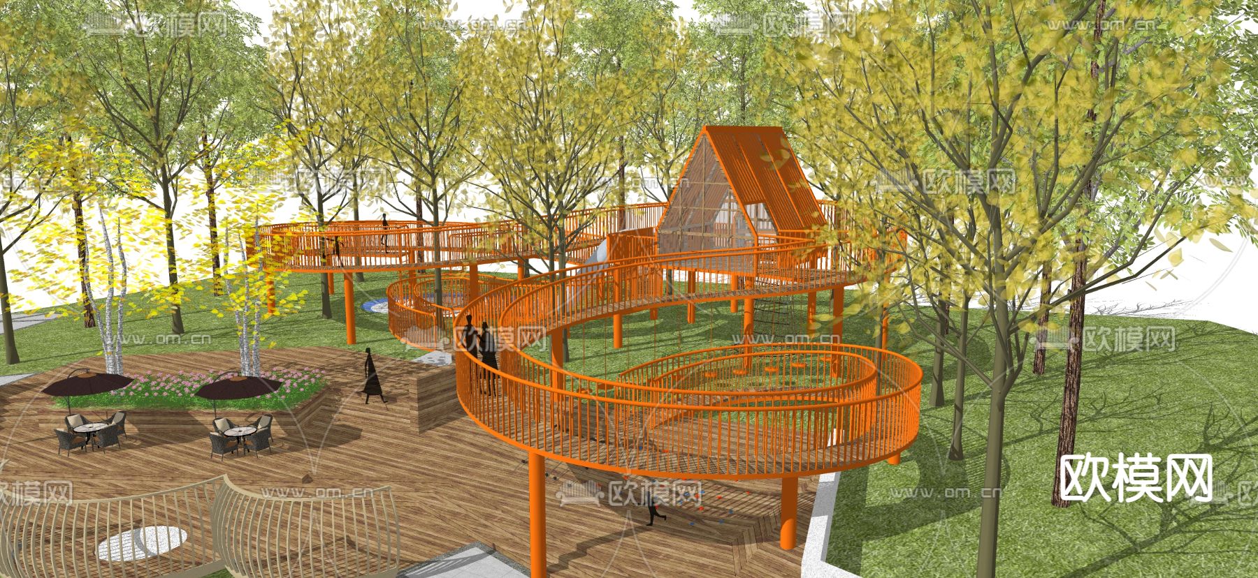 山地儿童乐园 游乐场su模型