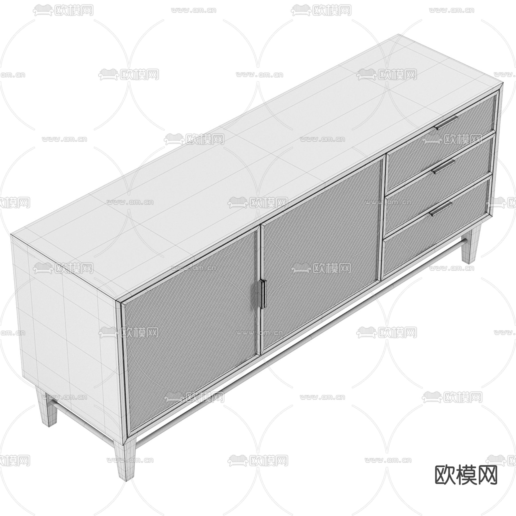 Mezzo 轻奢电视柜3d模型下载（渲染图3）