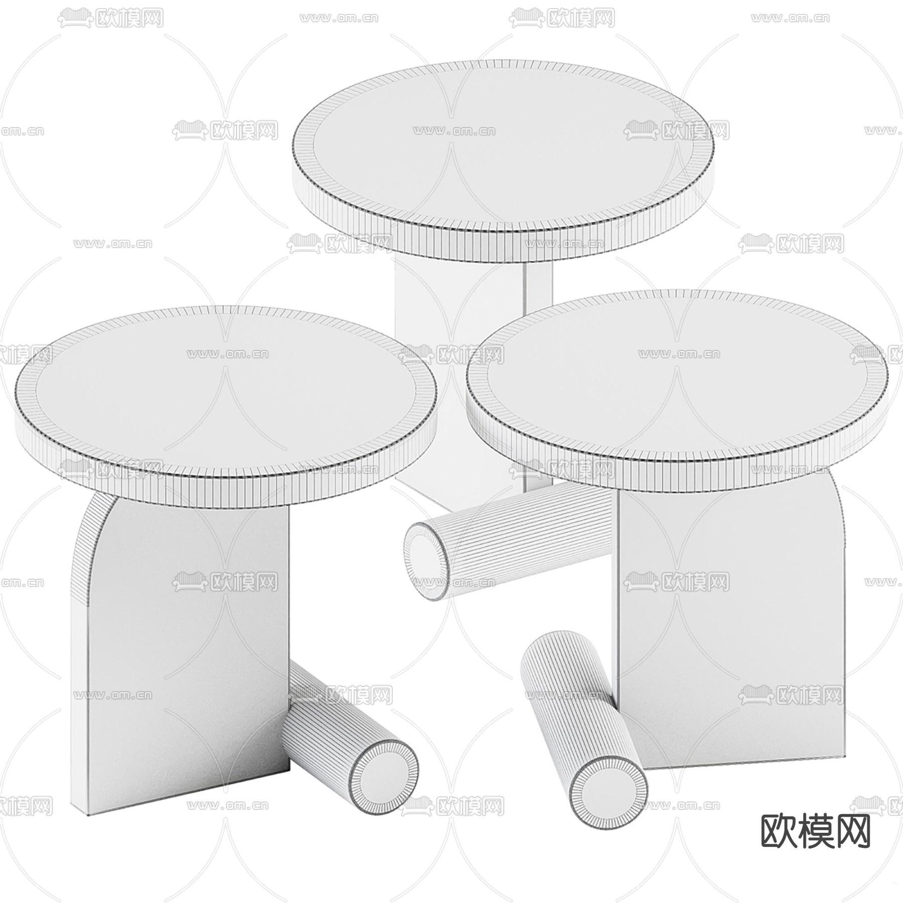 边几 角几 圆几3d模型下载（渲染图3）