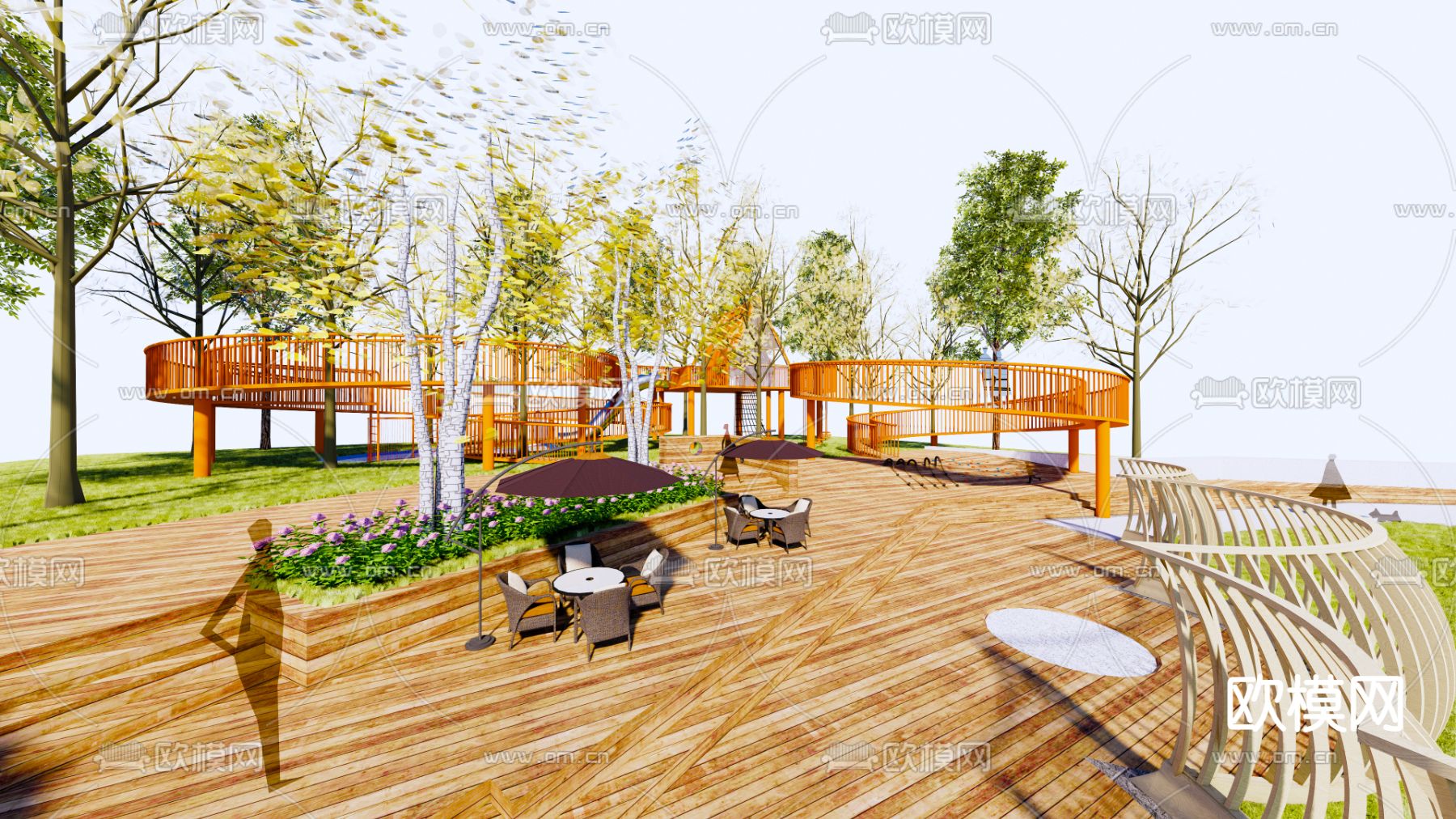 山地儿童乐园 游乐场su模型