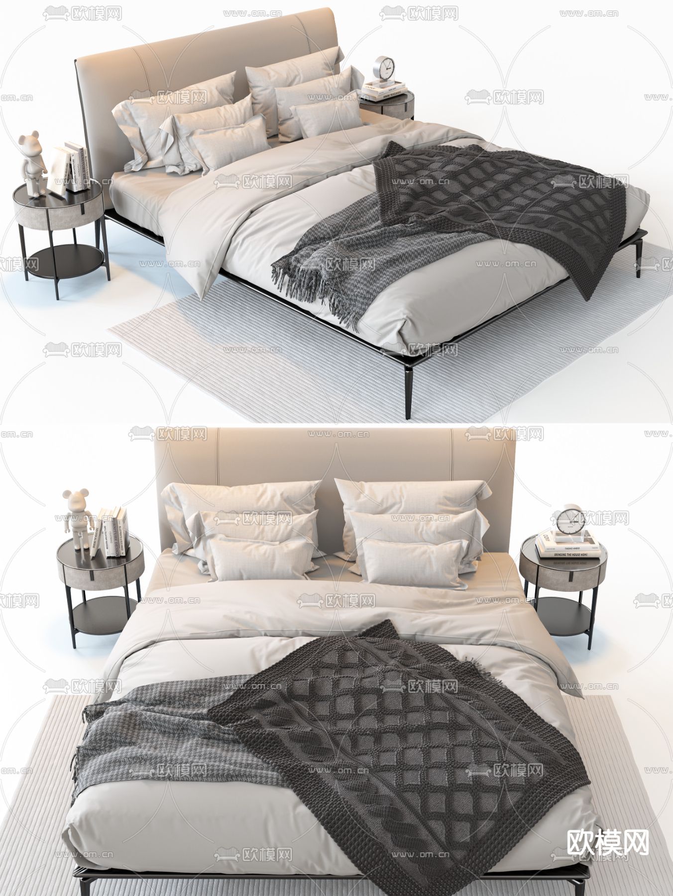 意大利 Meridiani Scott 双人床3d模型下载（渲染图1）