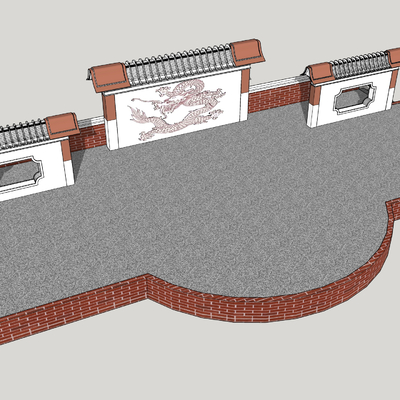  中式乡村戏台 村庄舞台su模型 