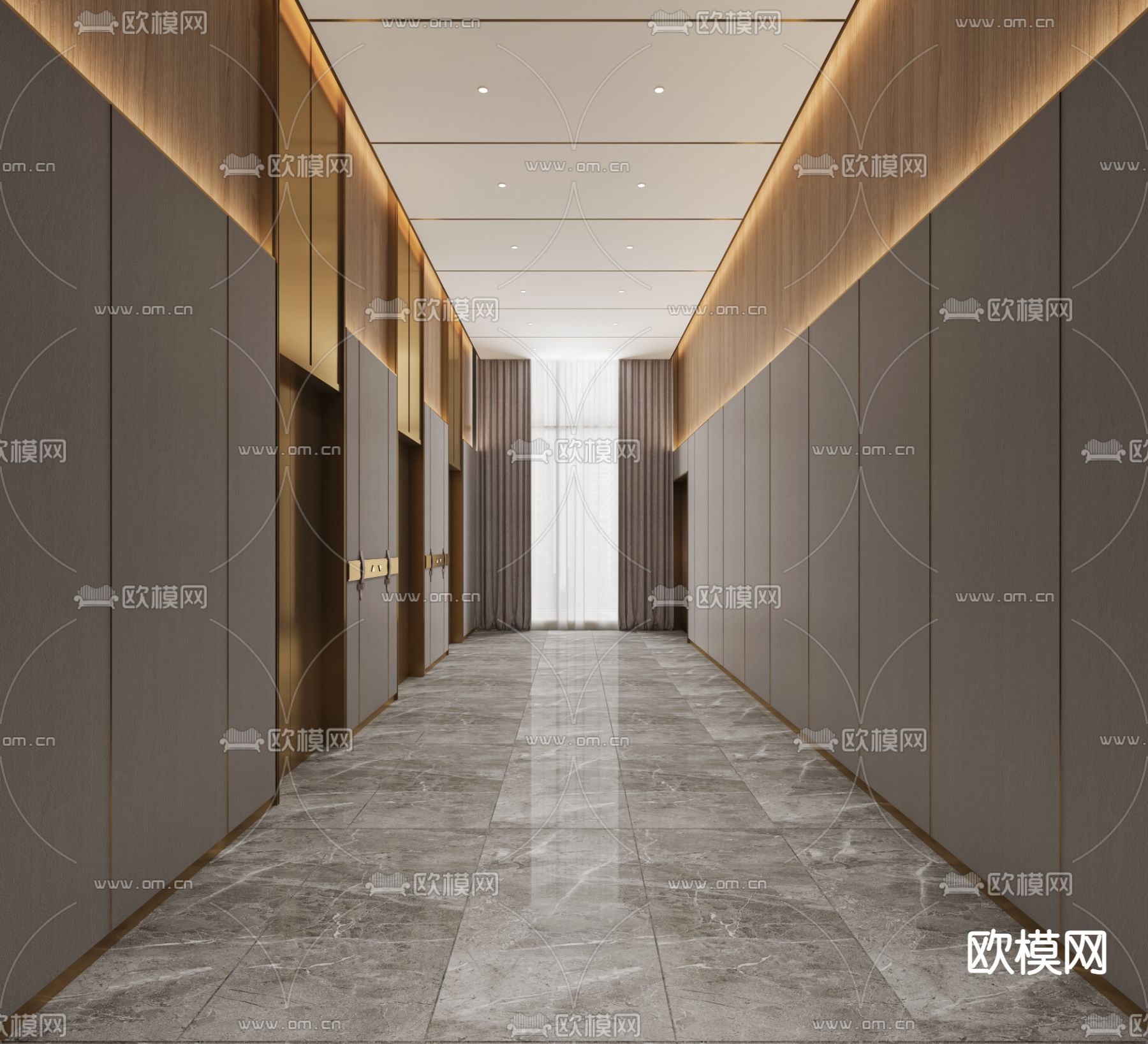 现代电梯间 电梯厅3d模型下载
