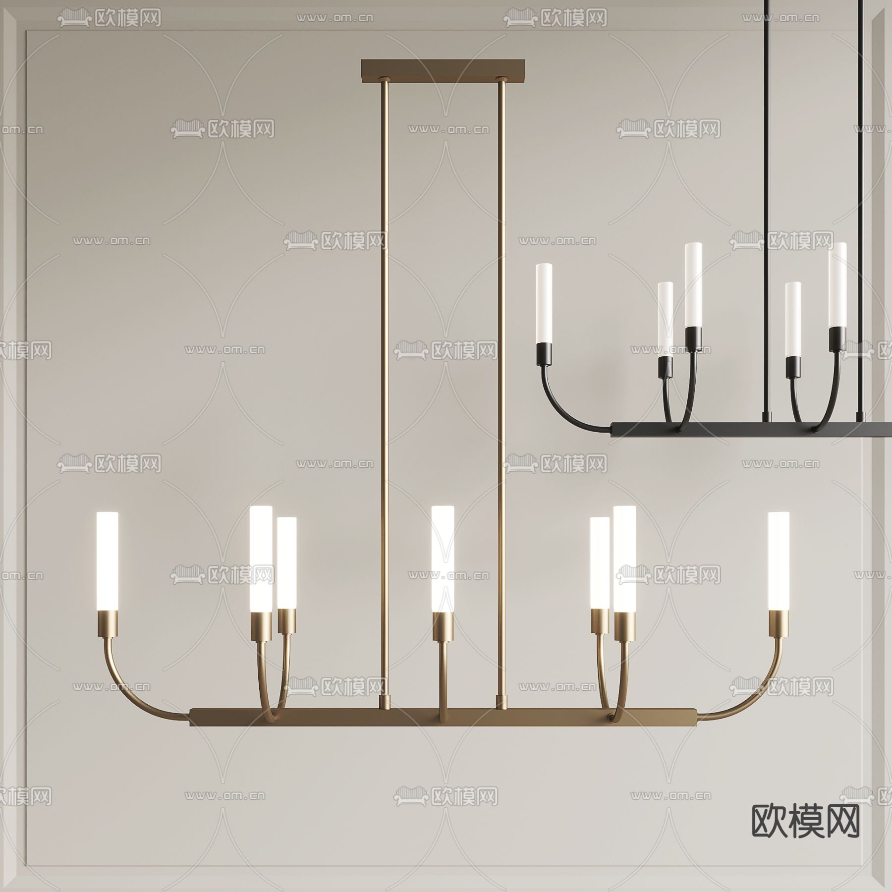 现代多头吊灯su模型