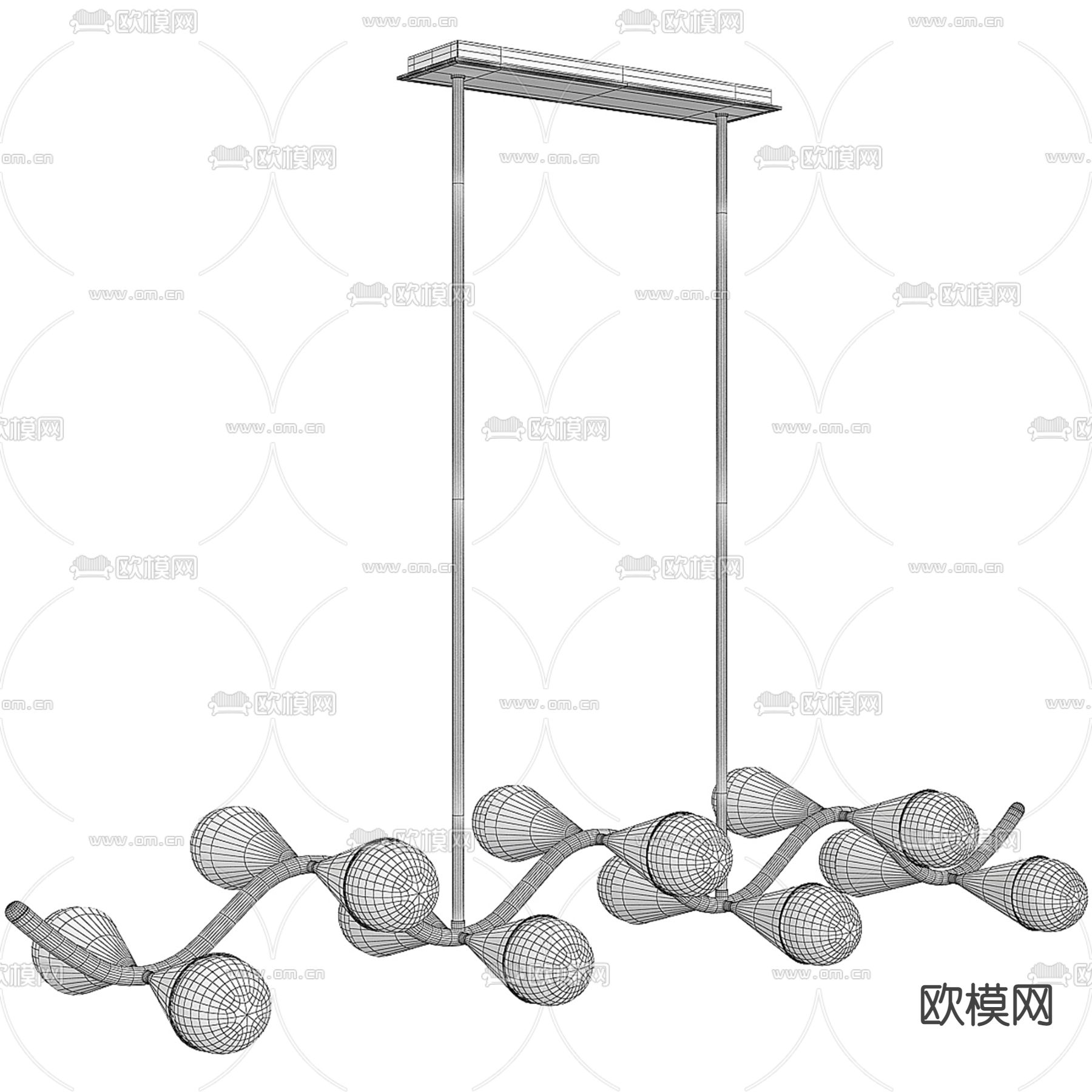 B&B Italia 多头吊灯 大厅灯3d模型下载（渲染图2）