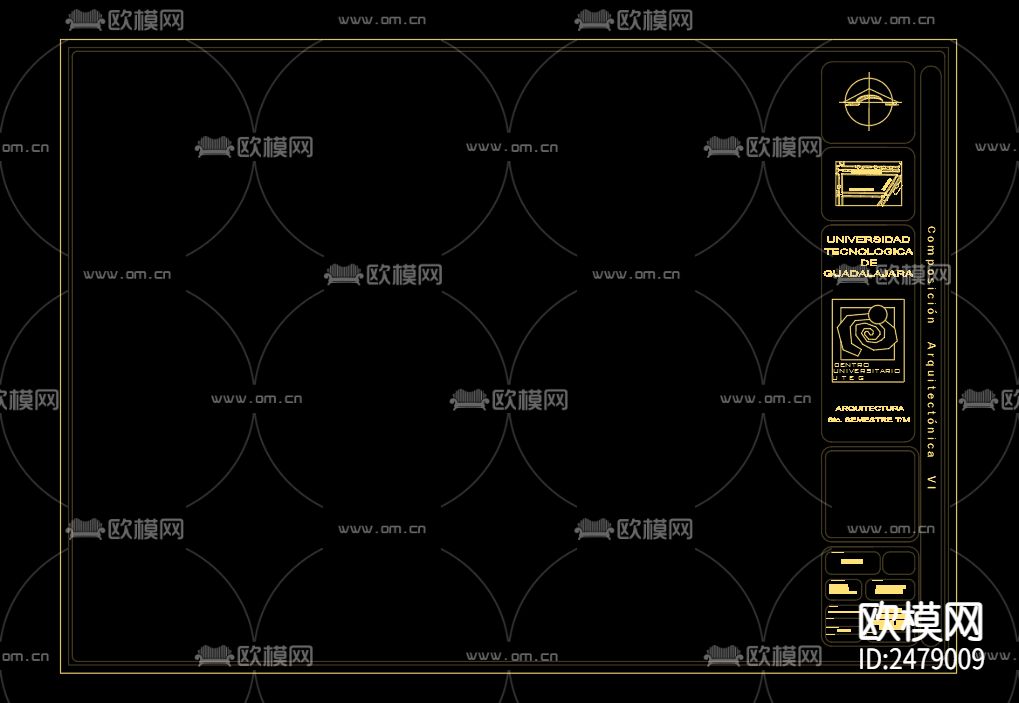 42个国外创意图框模板cad图库下载（渲染图6）
