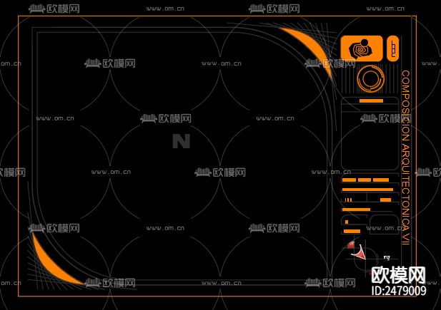 42个国外创意图框模板cad图库下载（渲染图4）