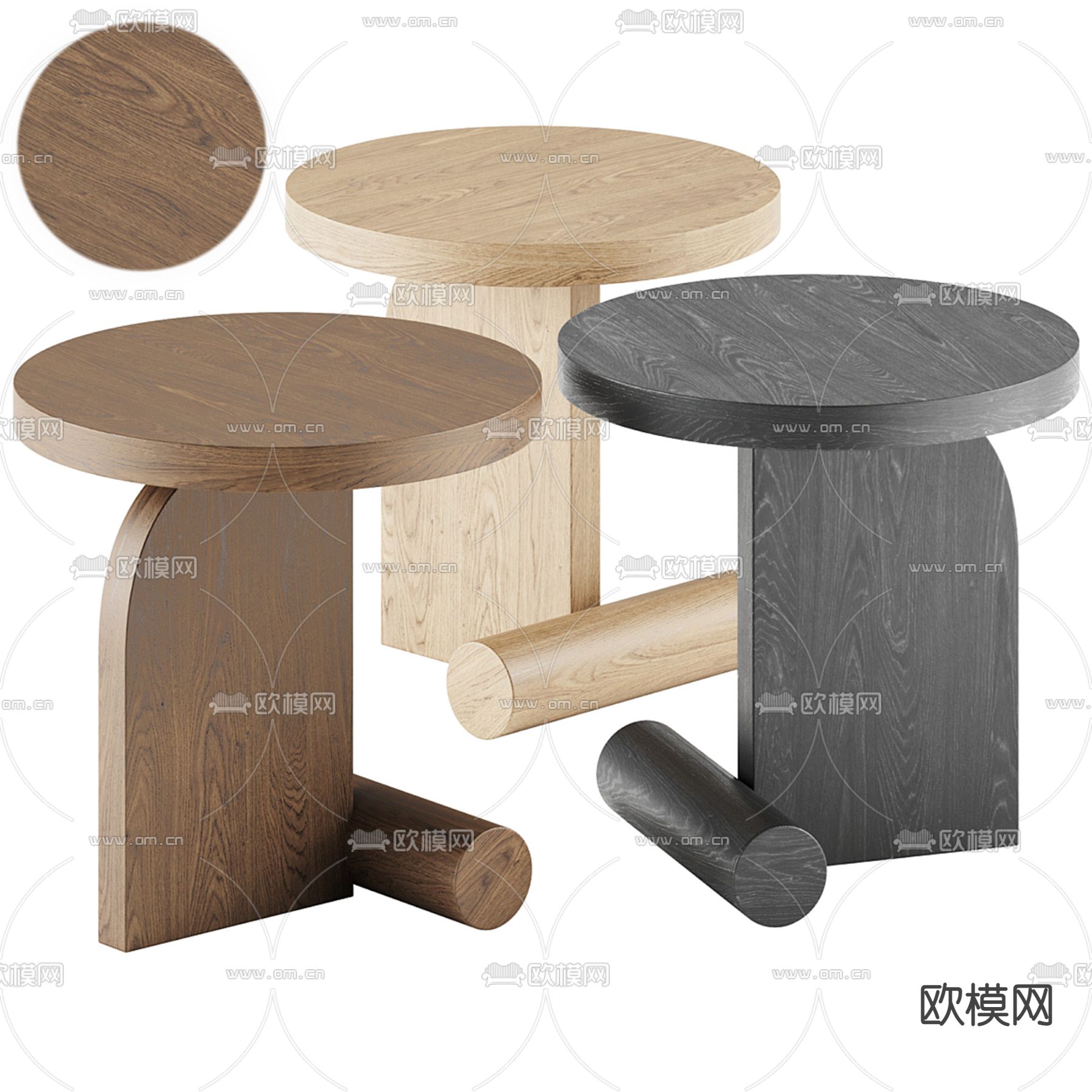 边几 角几 圆几3d模型下载（渲染图1）