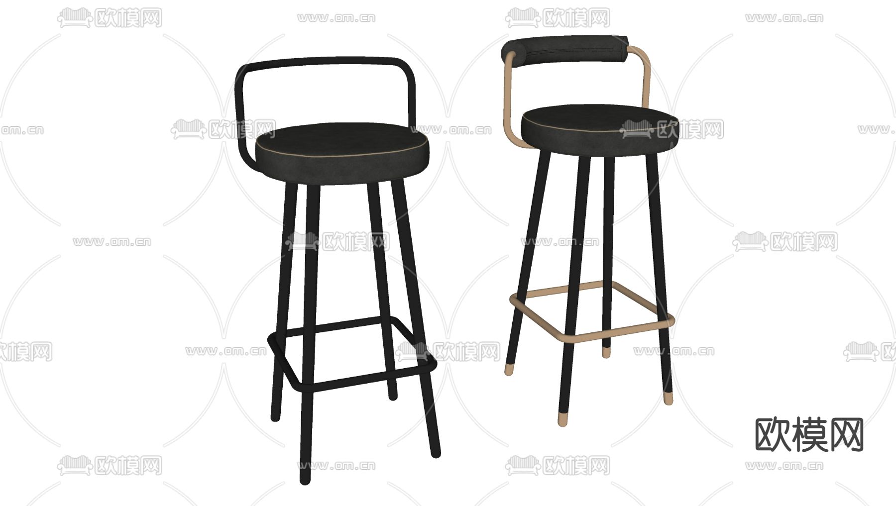 轻奢风吧椅 吧凳su模型