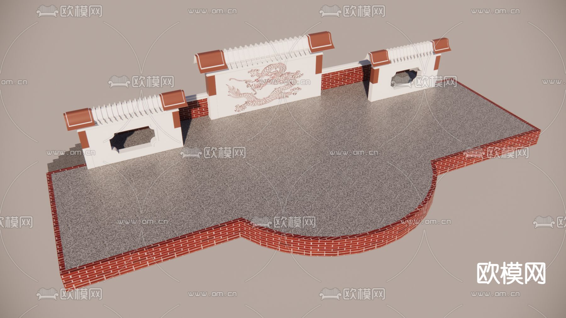 中式乡村戏台 村庄舞台su模型下载（渲染图2）