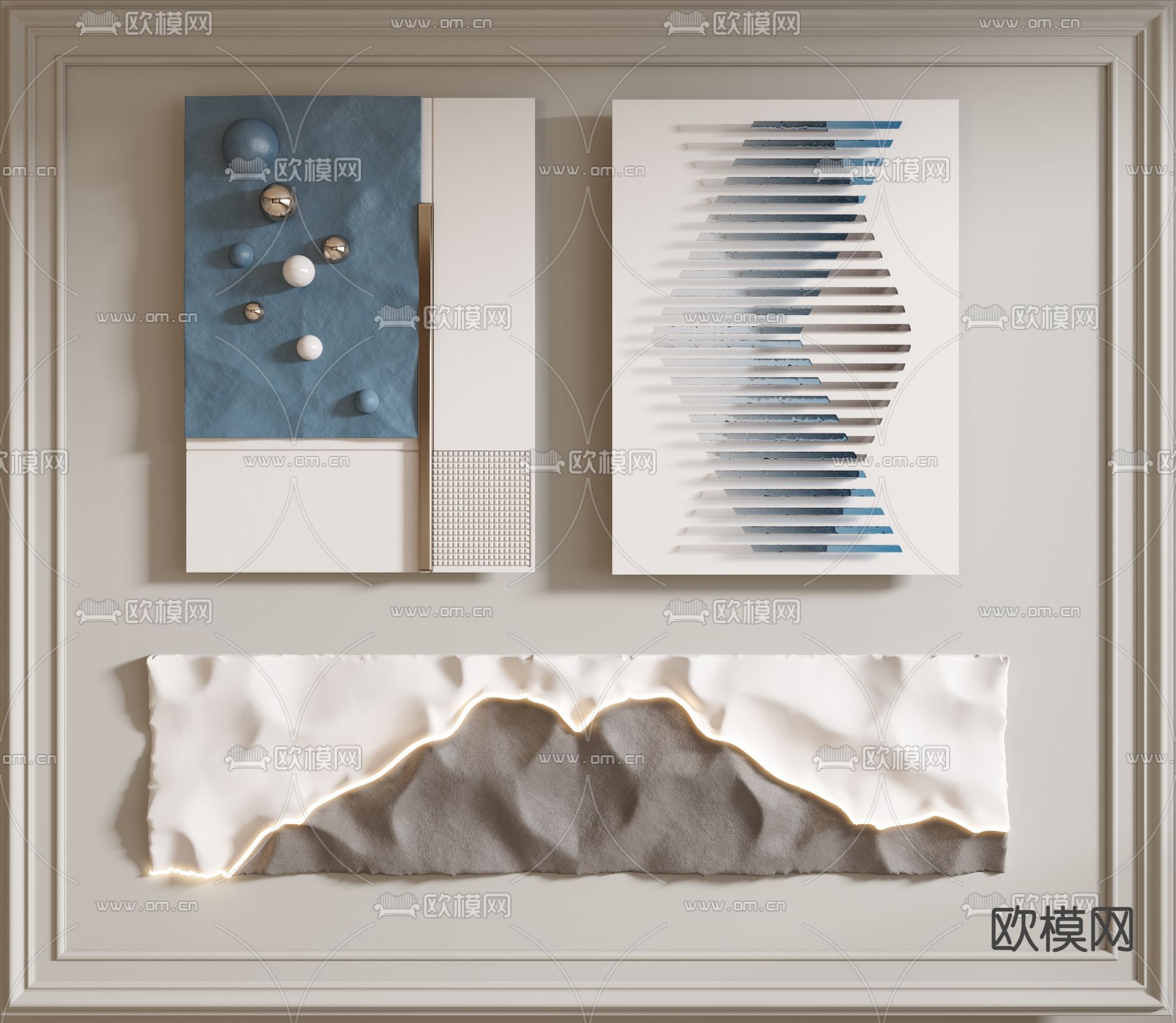 轻奢立体墙饰 挂饰 立体画3d模型