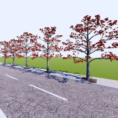 木棉树 景观树 开花树 行道树su模型