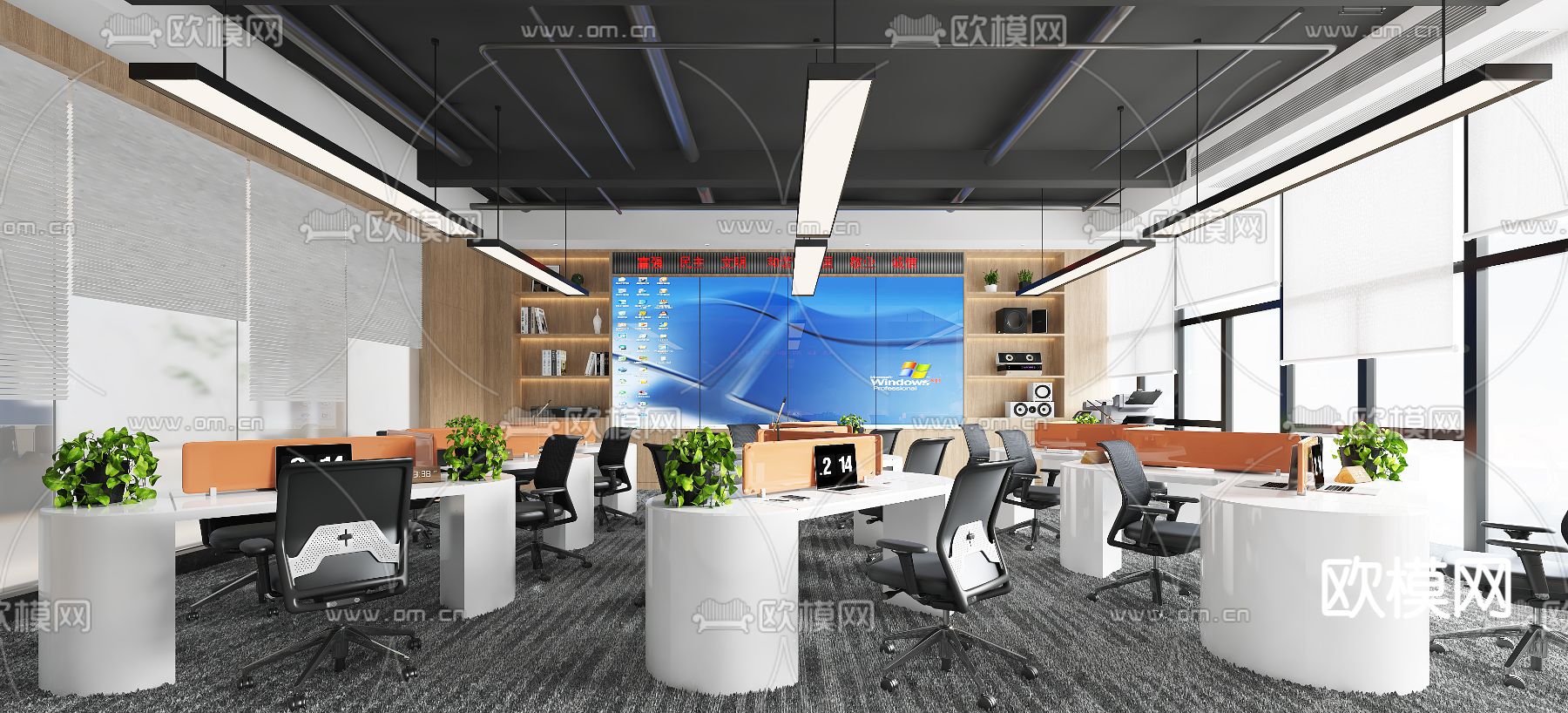 公共办公室 办公区3d模型下载_ID12305501_3dmax免费模型-欧模网