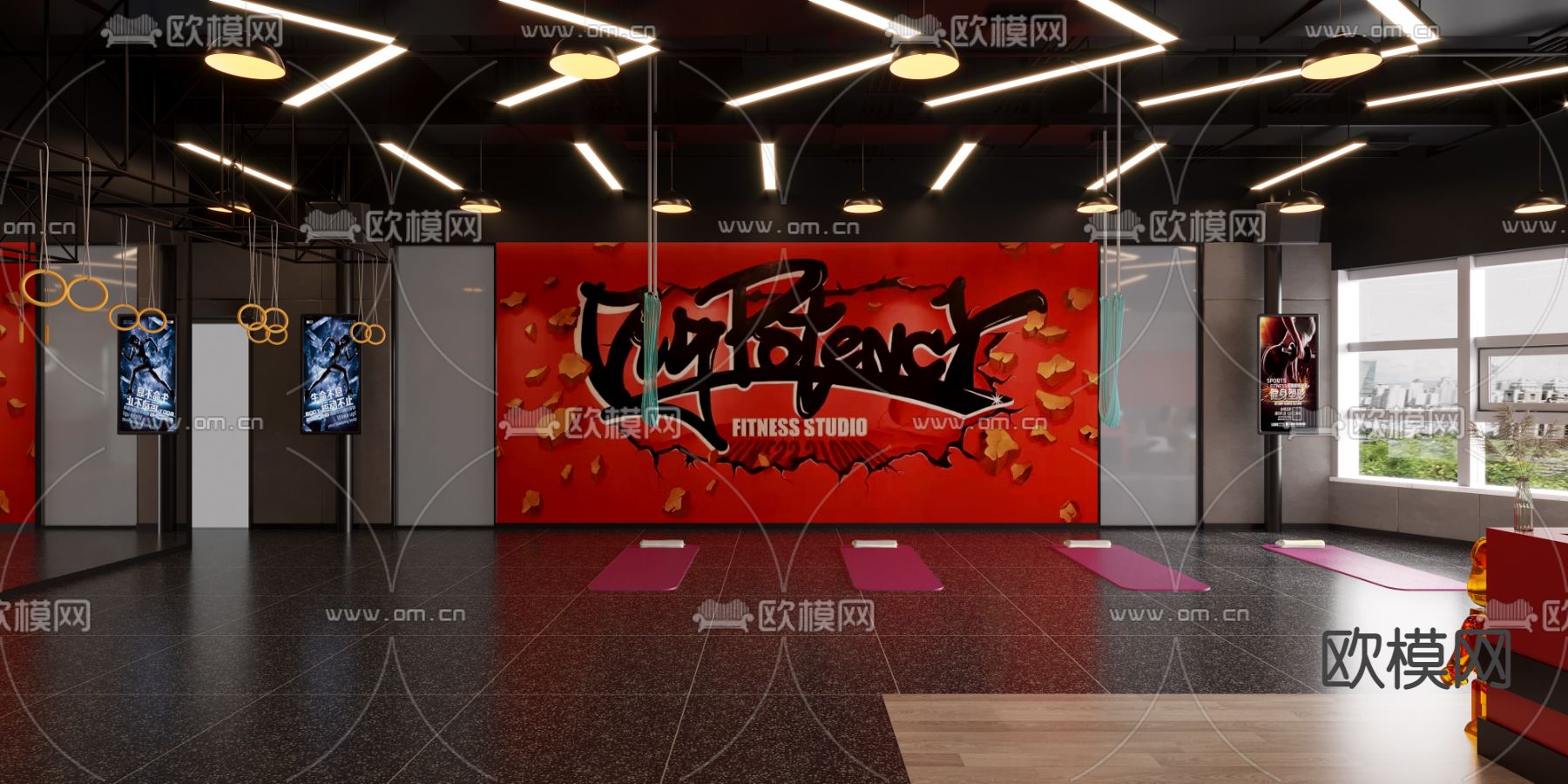 工业风瑜伽室 健身房3d模型下载（渲染图4）