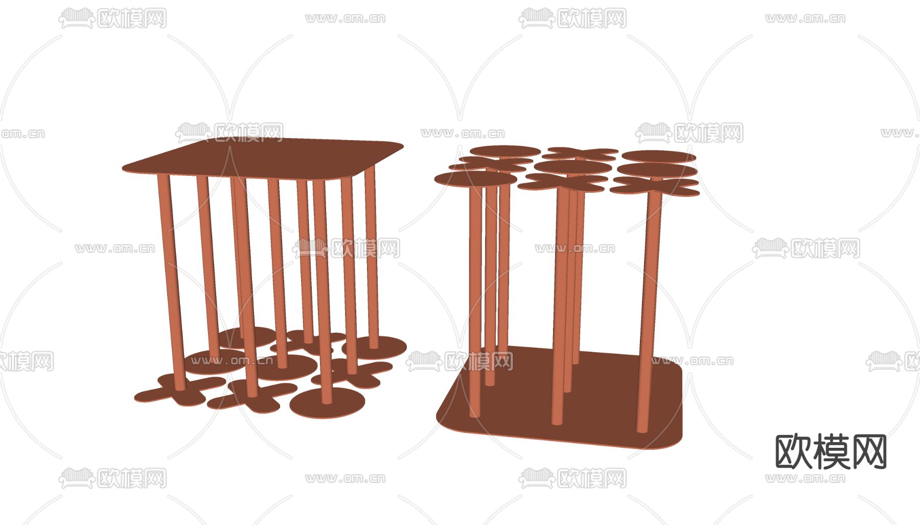 现代边几 角几 方几su模型下载（渲染图1）