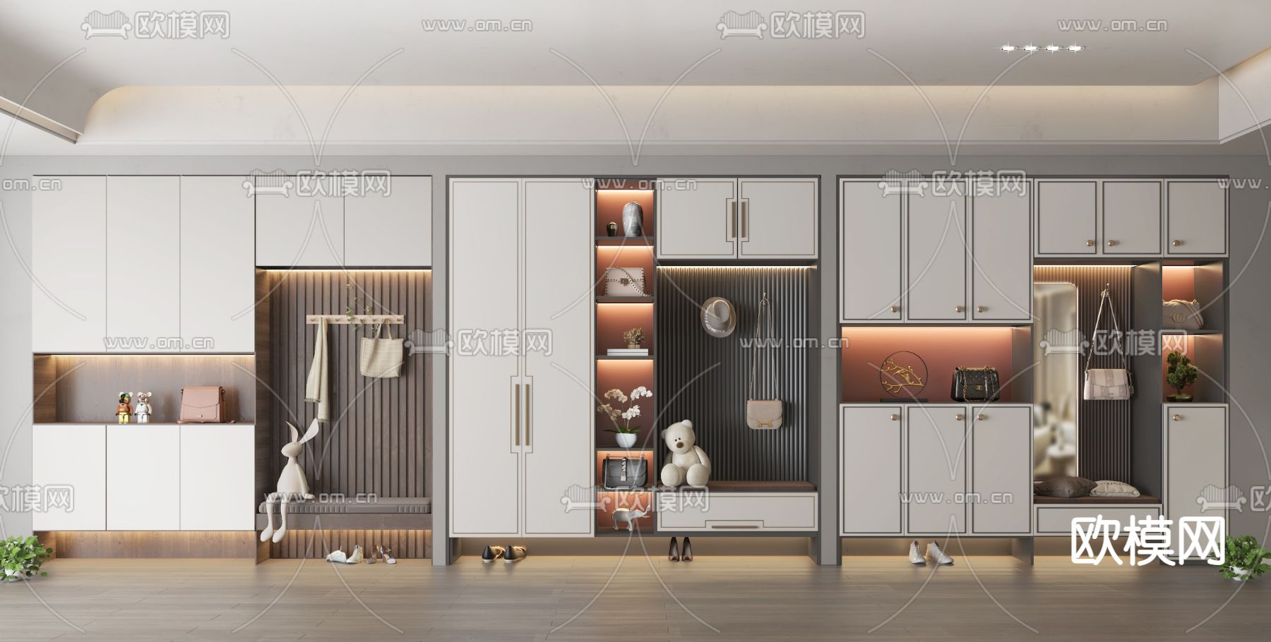 新中式玄关鞋柜su模型下载（渲染图1）