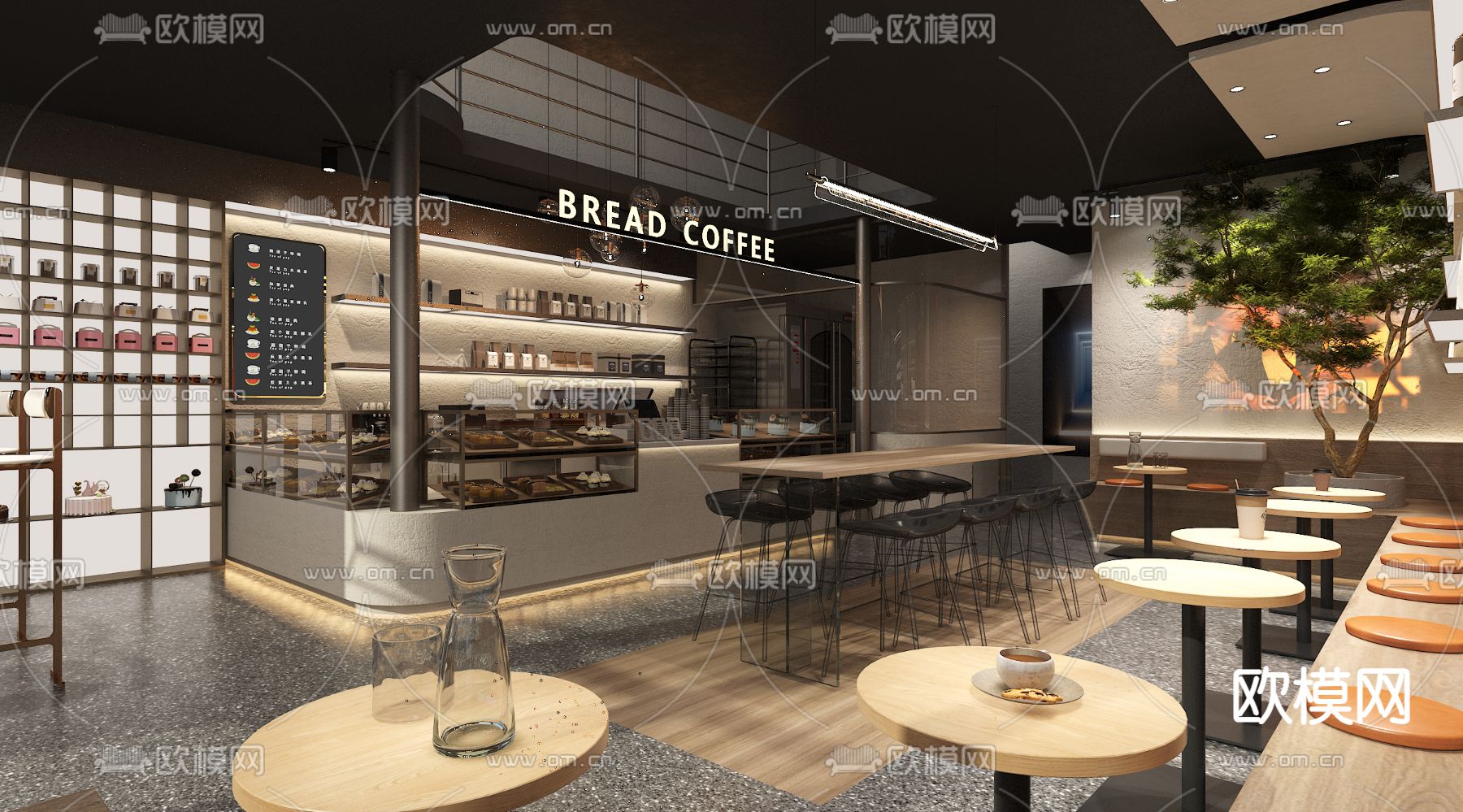 现代咖啡馆3d模型下载（渲染图3）