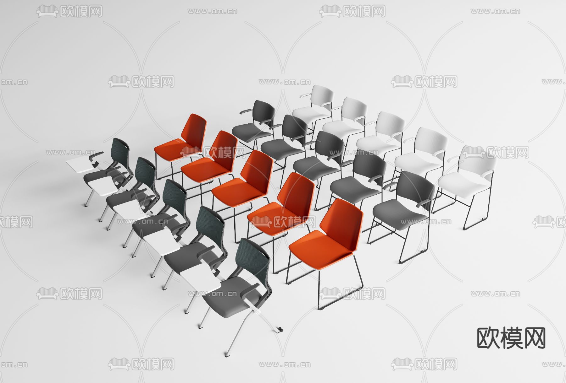 现代会议椅 培训椅su模型下载（渲染图1）