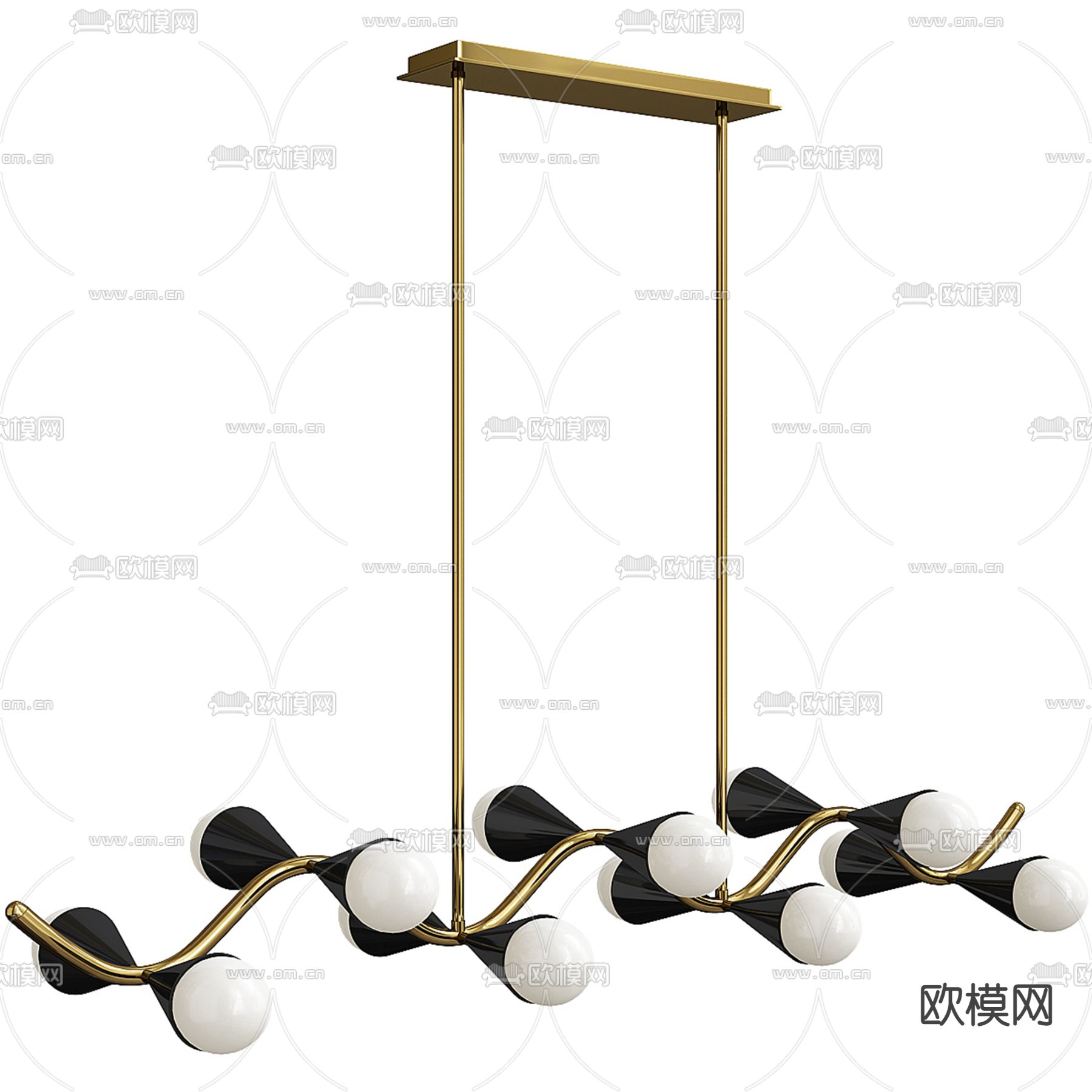 B&B Italia 多头吊灯 大厅灯3d模型下载（渲染图1）