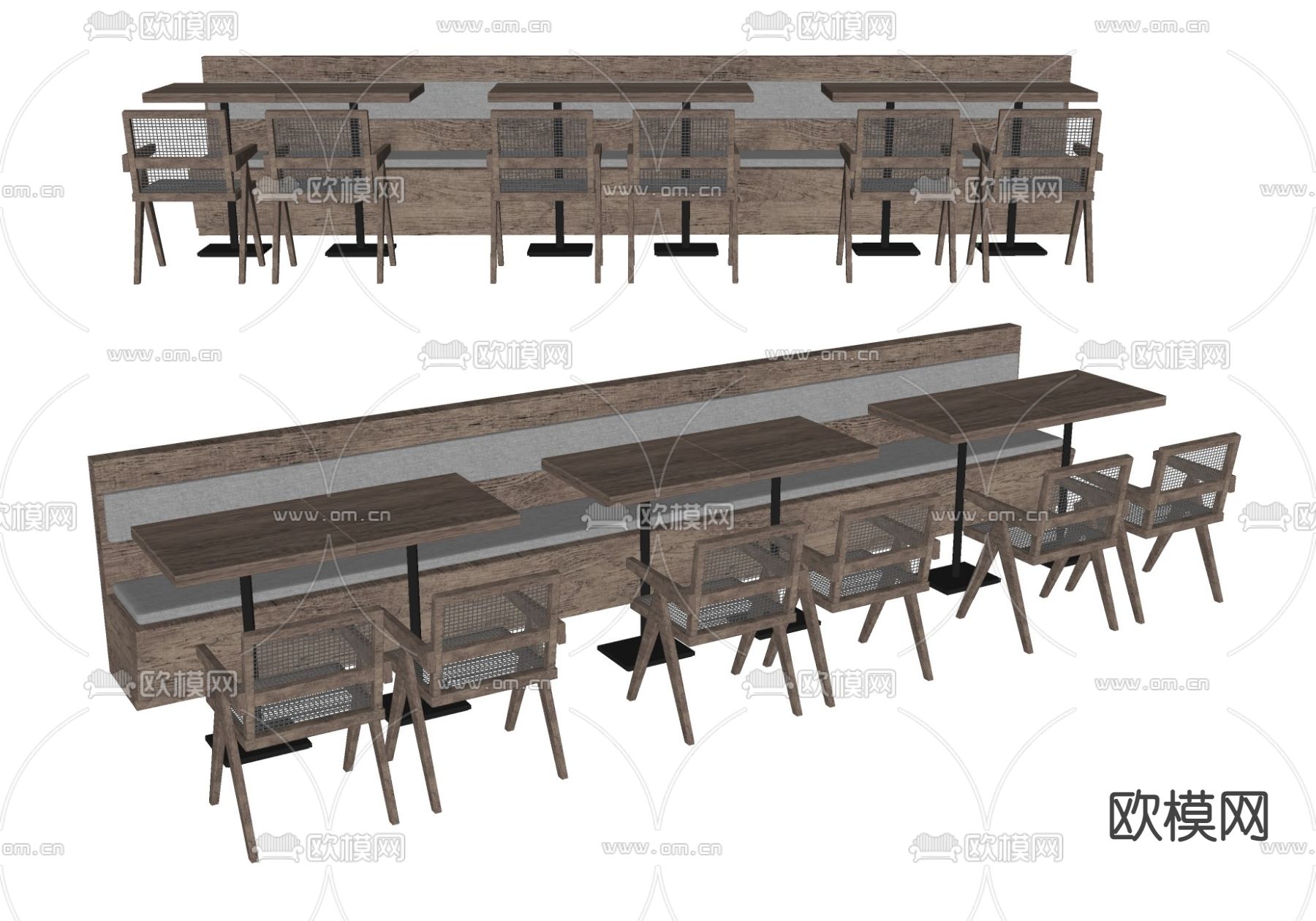 北欧卡坐沙发 餐桌椅su模型下载（渲染图2）