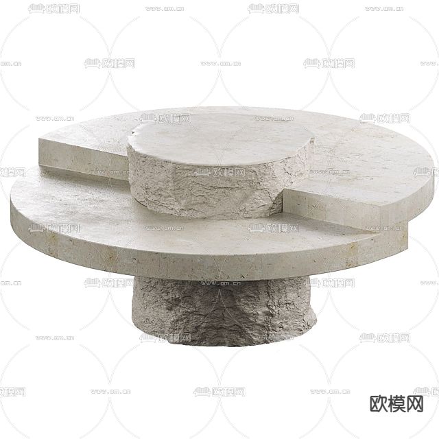 自然风原石雕刻户外茶几免费3d模型下载