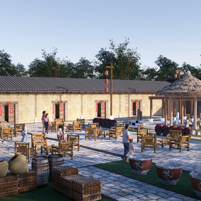  中式茶文化庭院su模型 