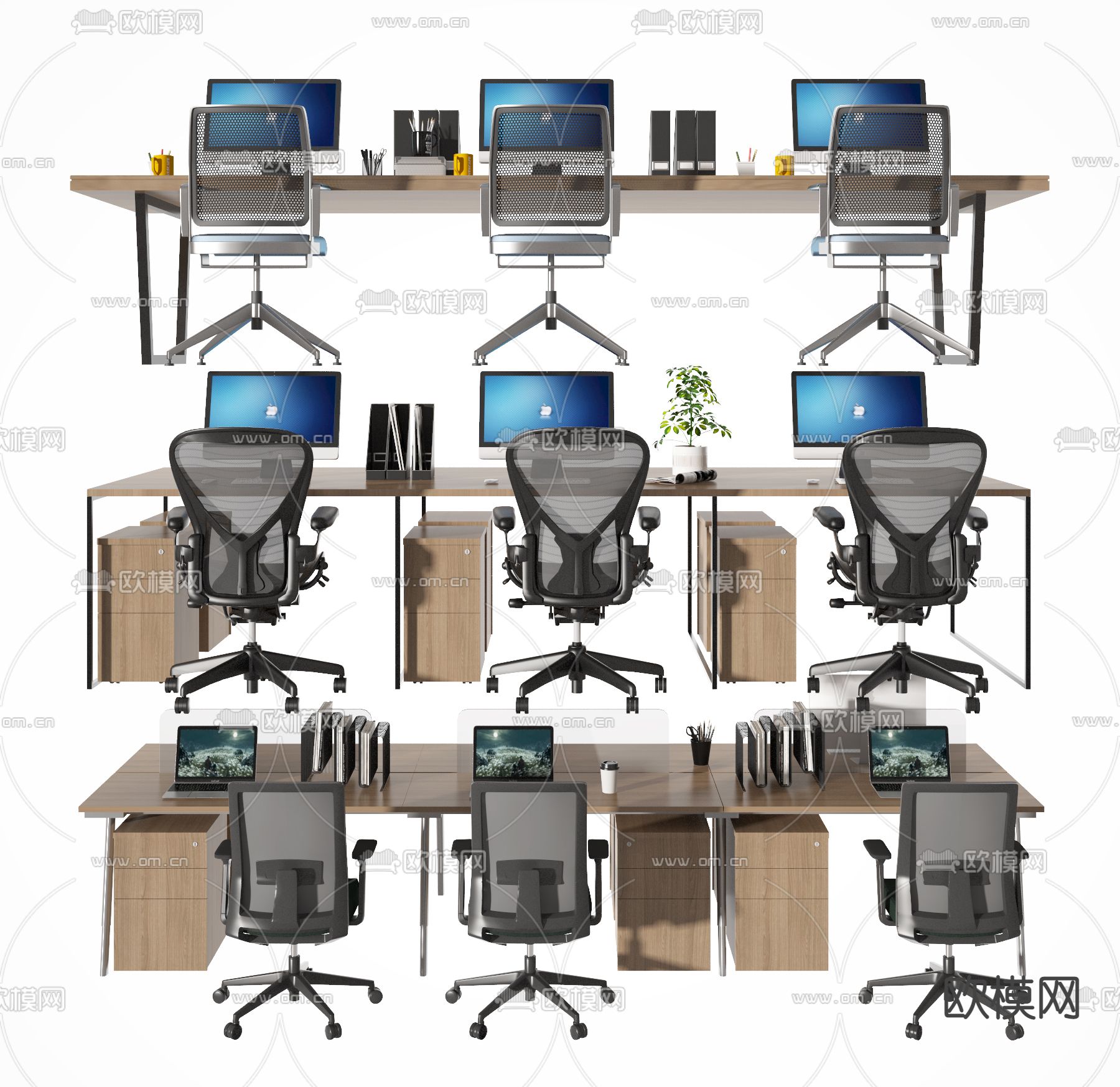 办公桌椅 卡位桌3d模型