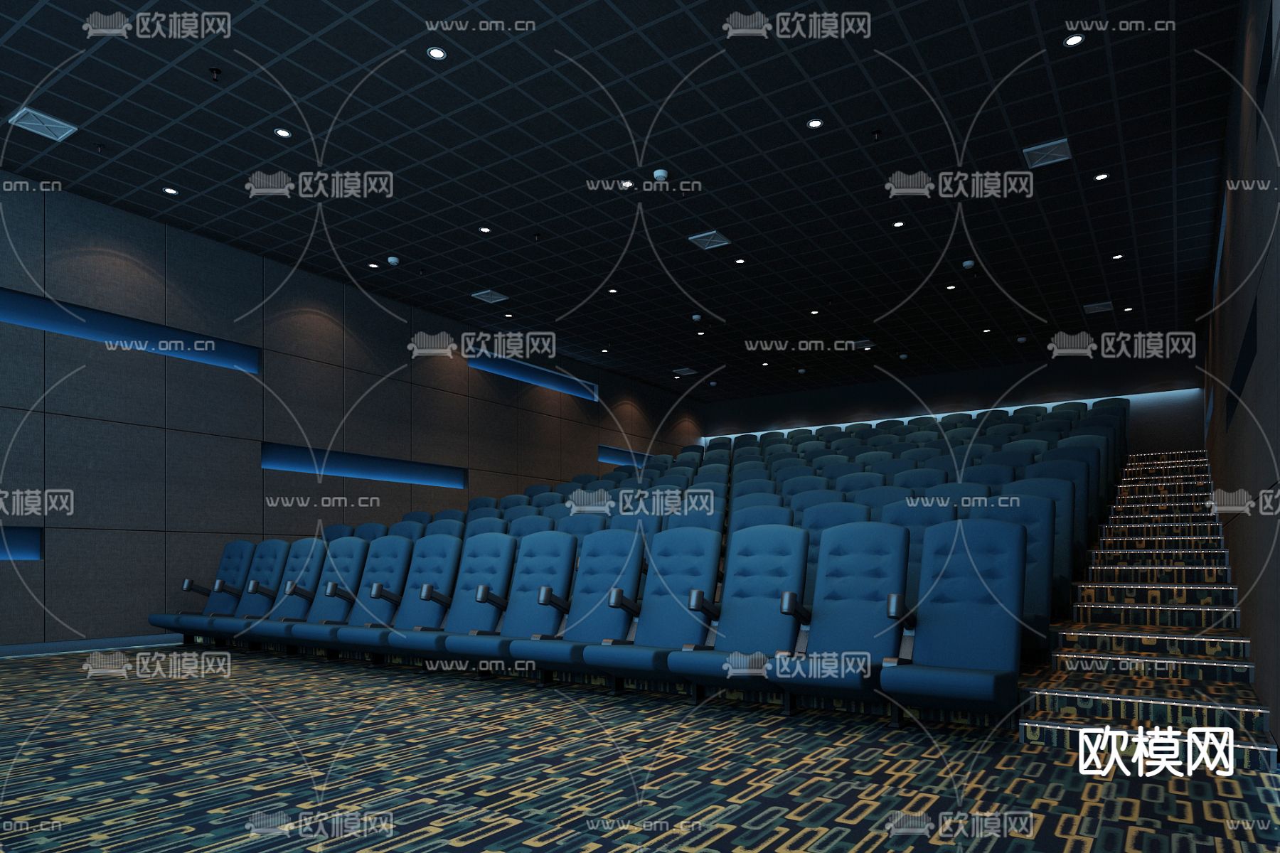 现代电影院 放映厅3d模型下载