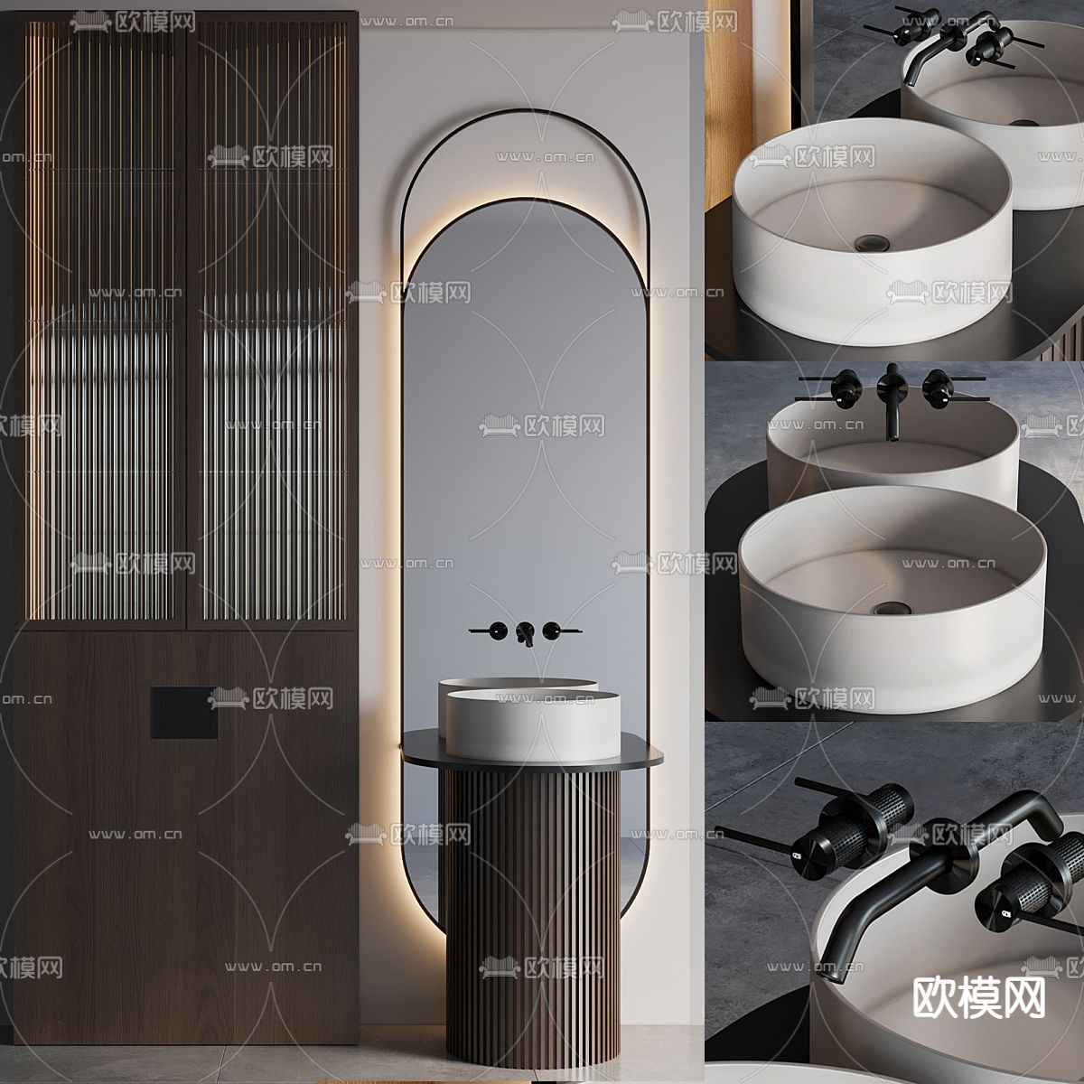 立柱洗手台 洗手盆3d模型