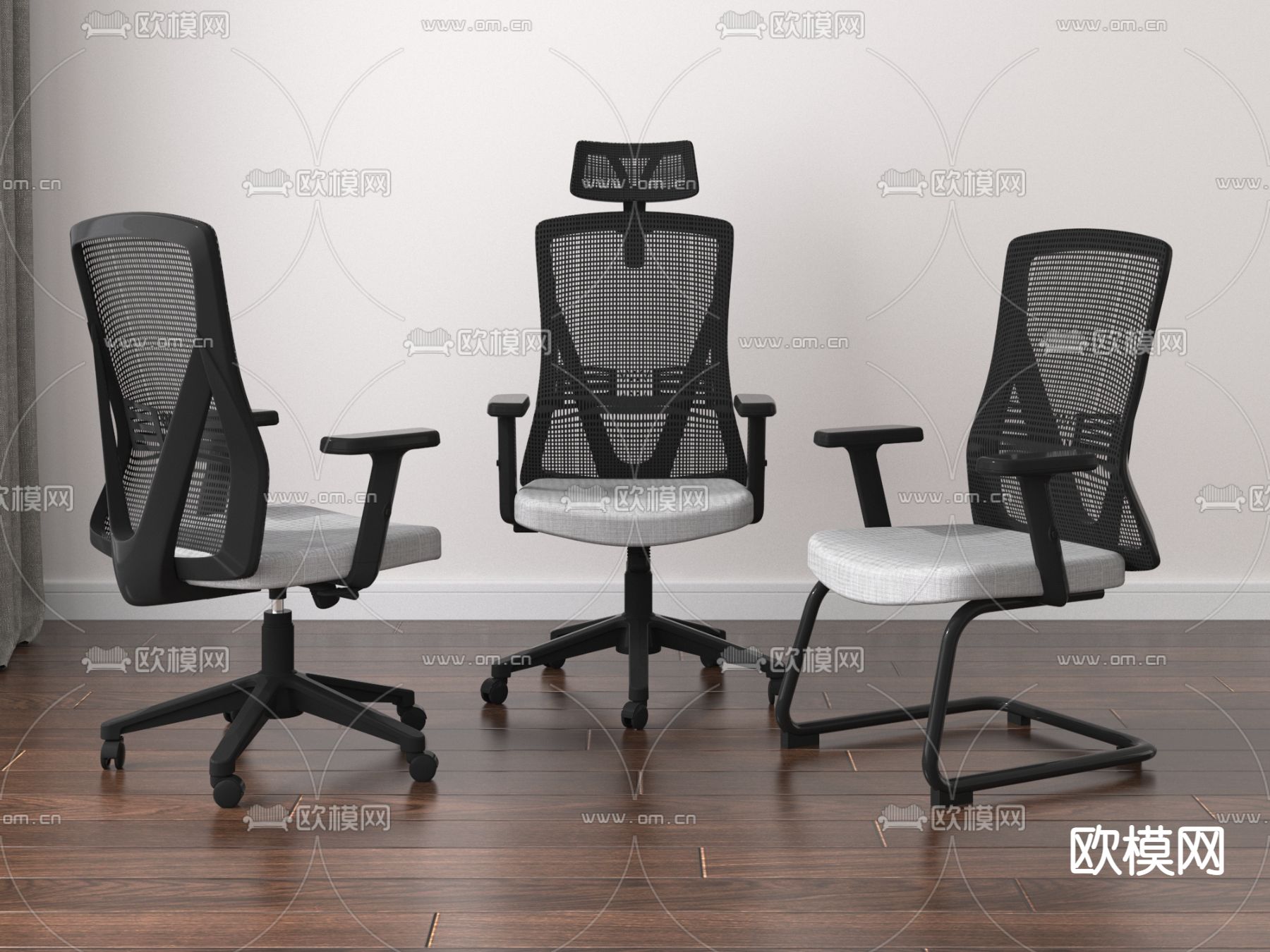 办公椅 职员椅 班前椅 会议椅3d模型下载