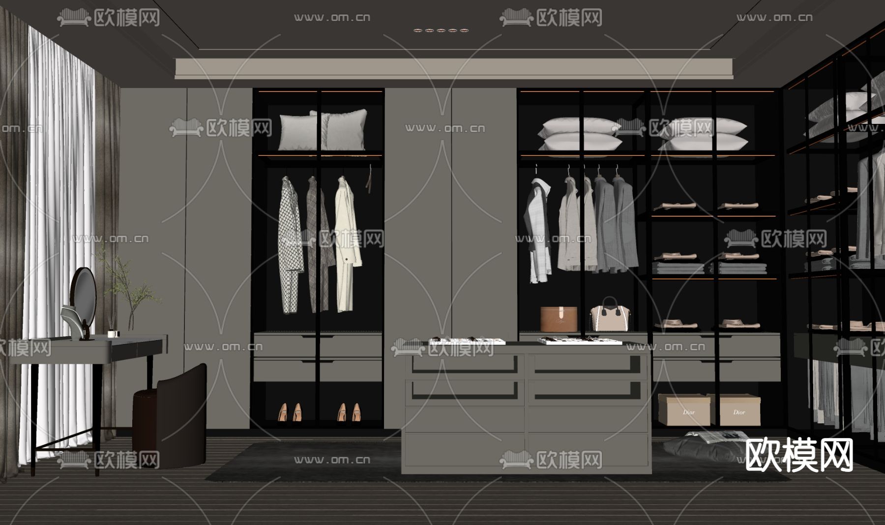 现代衣帽间su模型