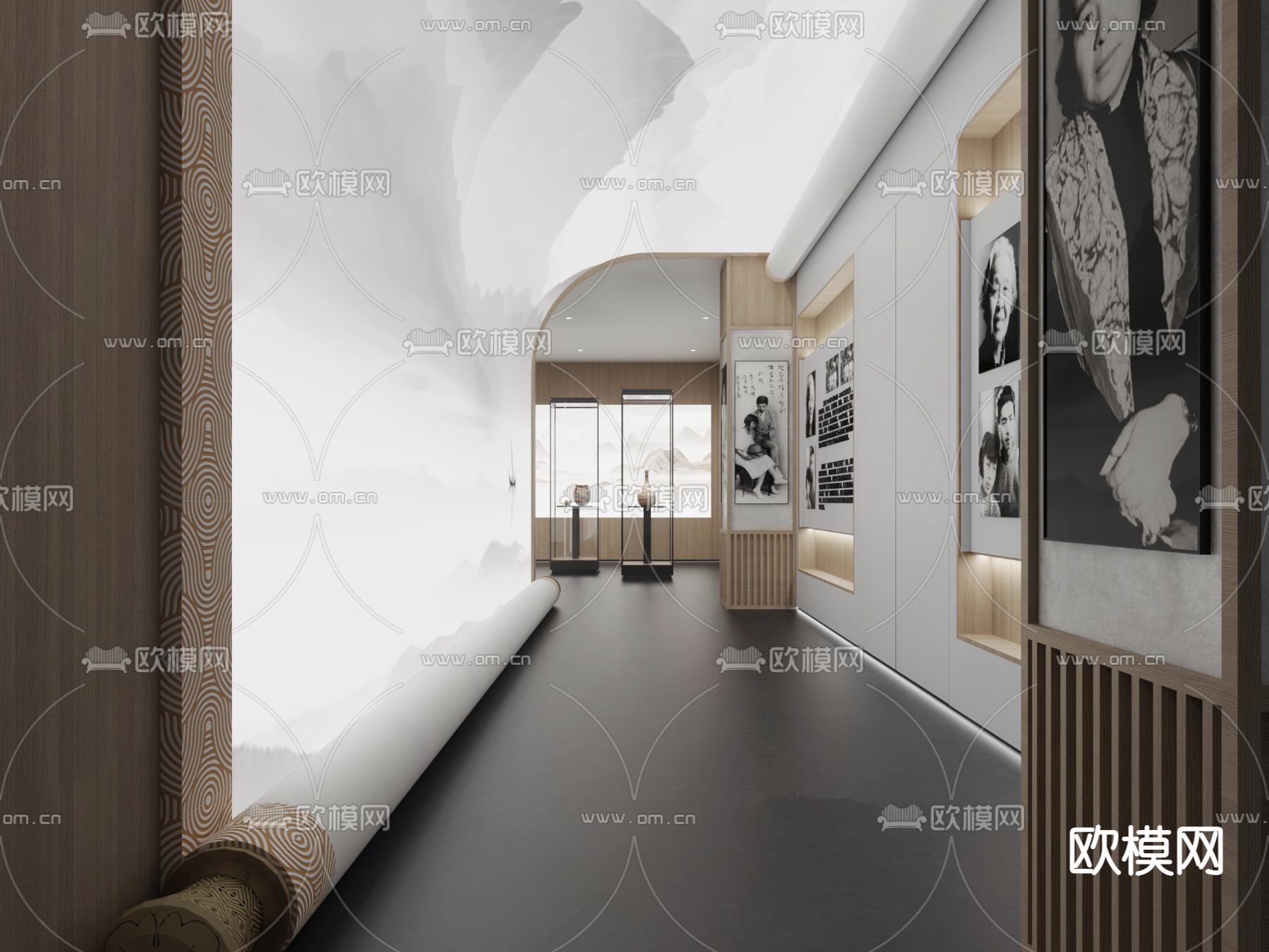 新中式文化展厅su模型下载（渲染图3）