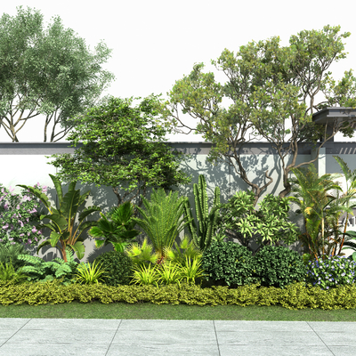  现代植物堆 绿植堆 热带植物组合su模型 