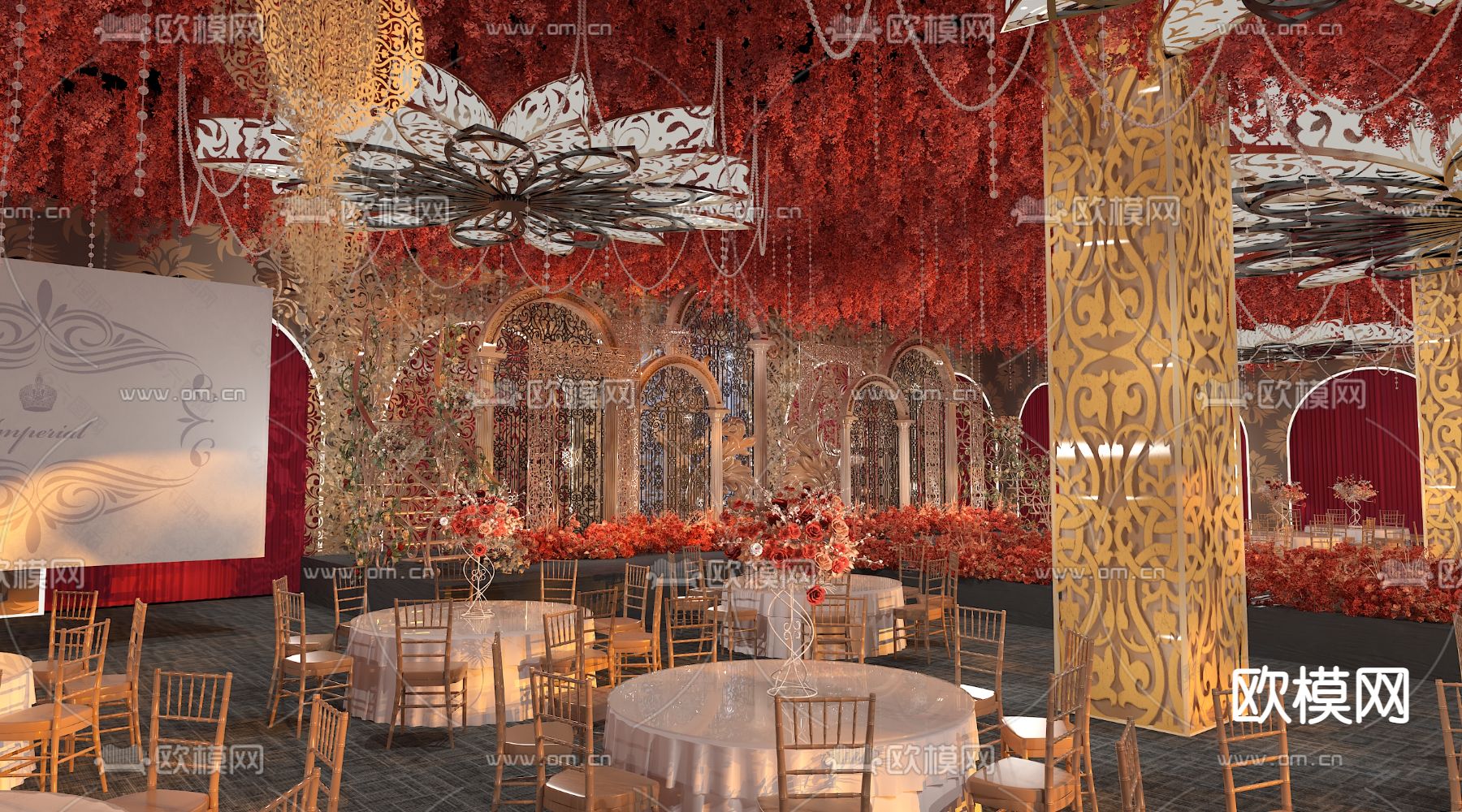欧式古典婚庆 宴会厅3d模型下载（渲染图7）